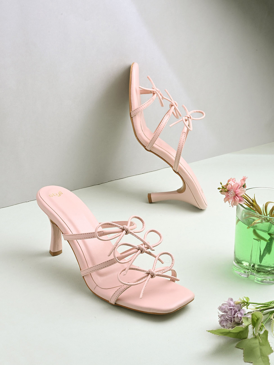 Styli Women Party Cushioned Slim Heels with Bow Detail