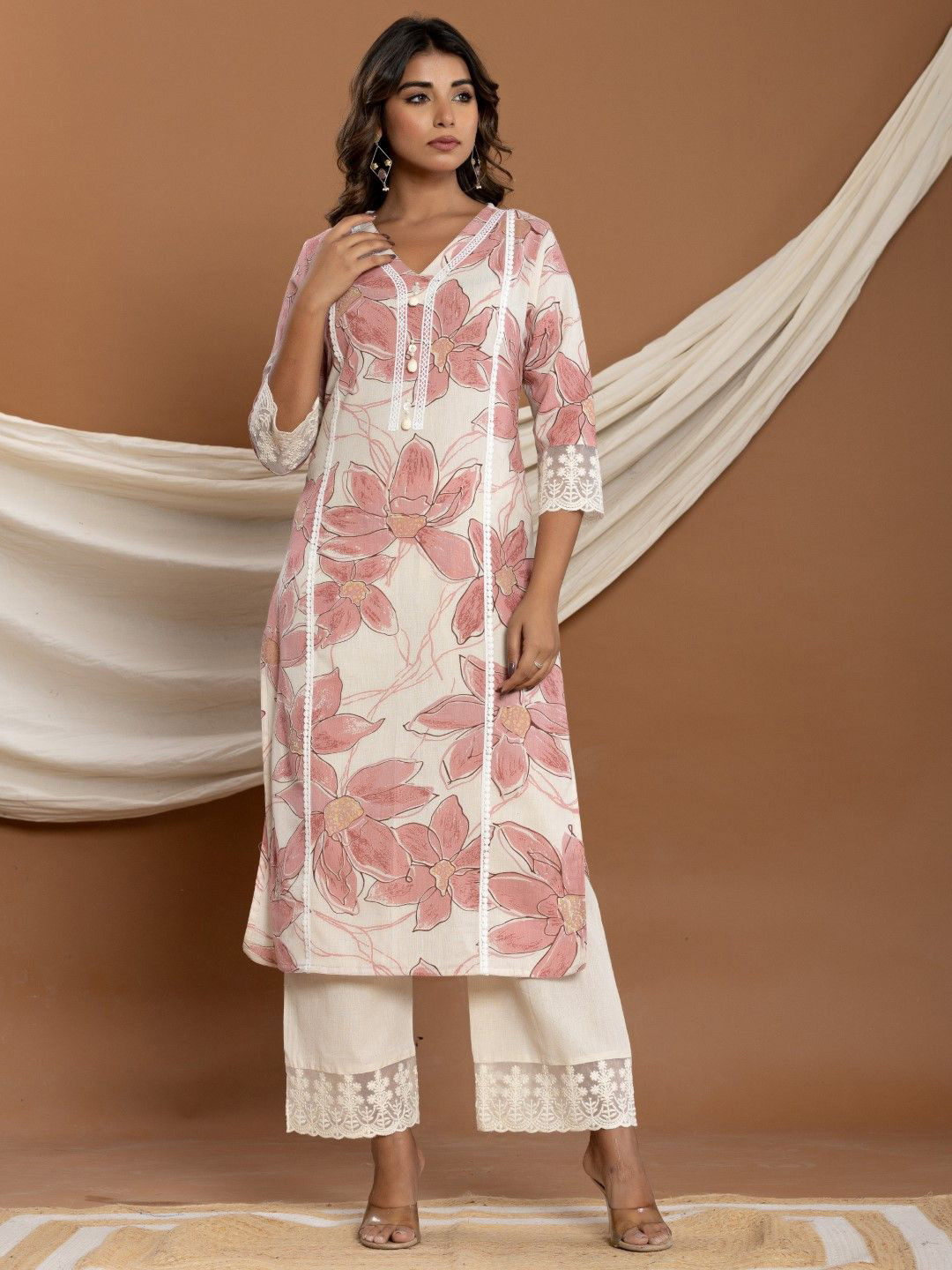 AUTUMN LANE Hardik Rosy Women cotton kurta pant set