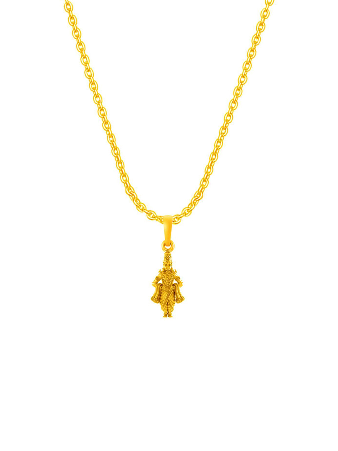 Metronaut Men 92.5 Silver 22KT Gold-Plated Vitthal Pendant with Anchor Chain