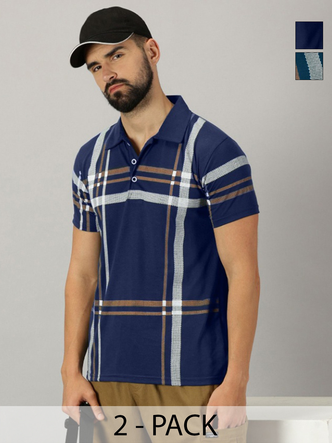 THE BEETEL HOUSE Pack Of 2 Striped Polo Collar T-shirt