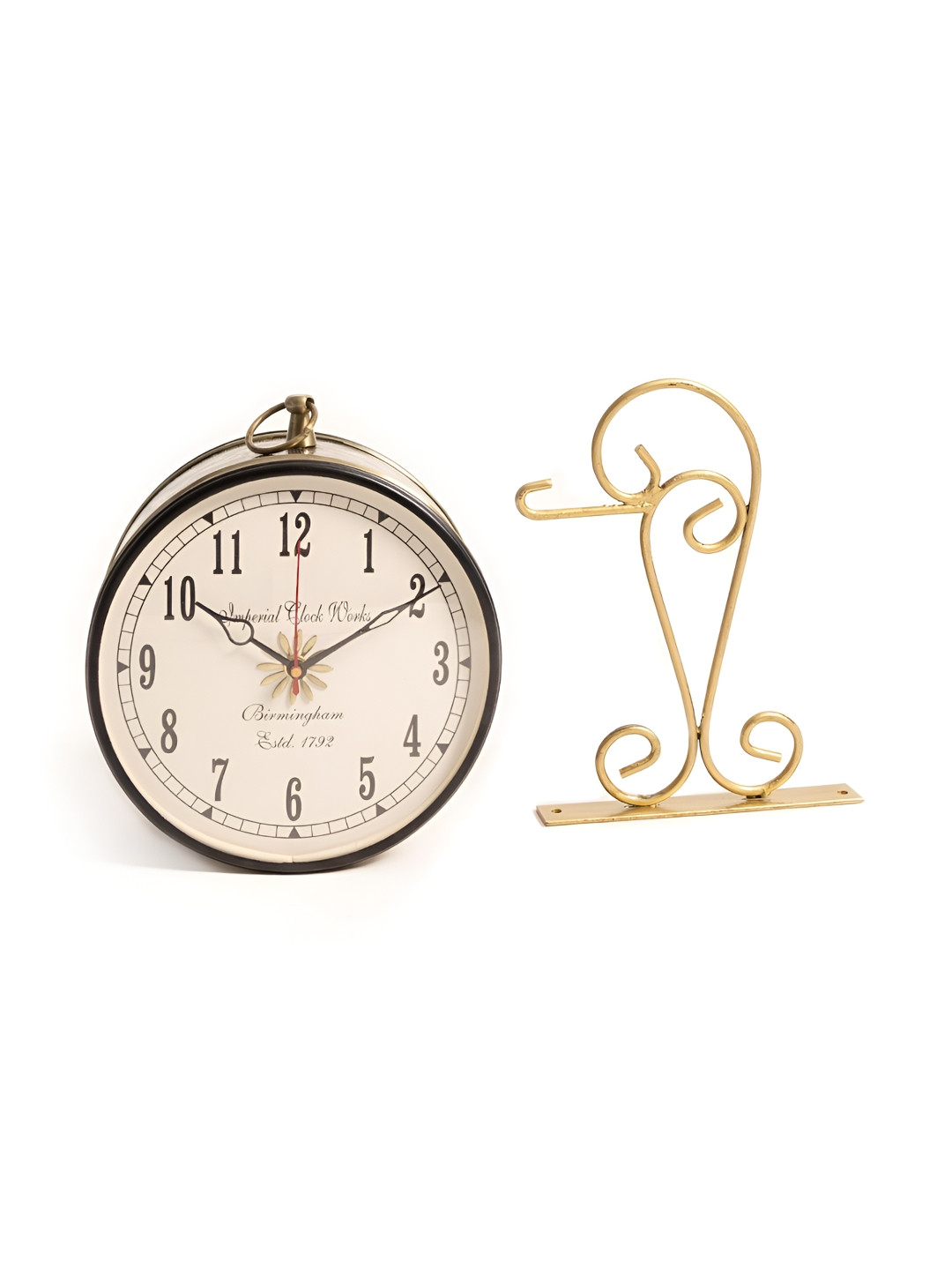 THREADVIBE LIVING Beige & Black Vintage Traditional Railways Station Clock