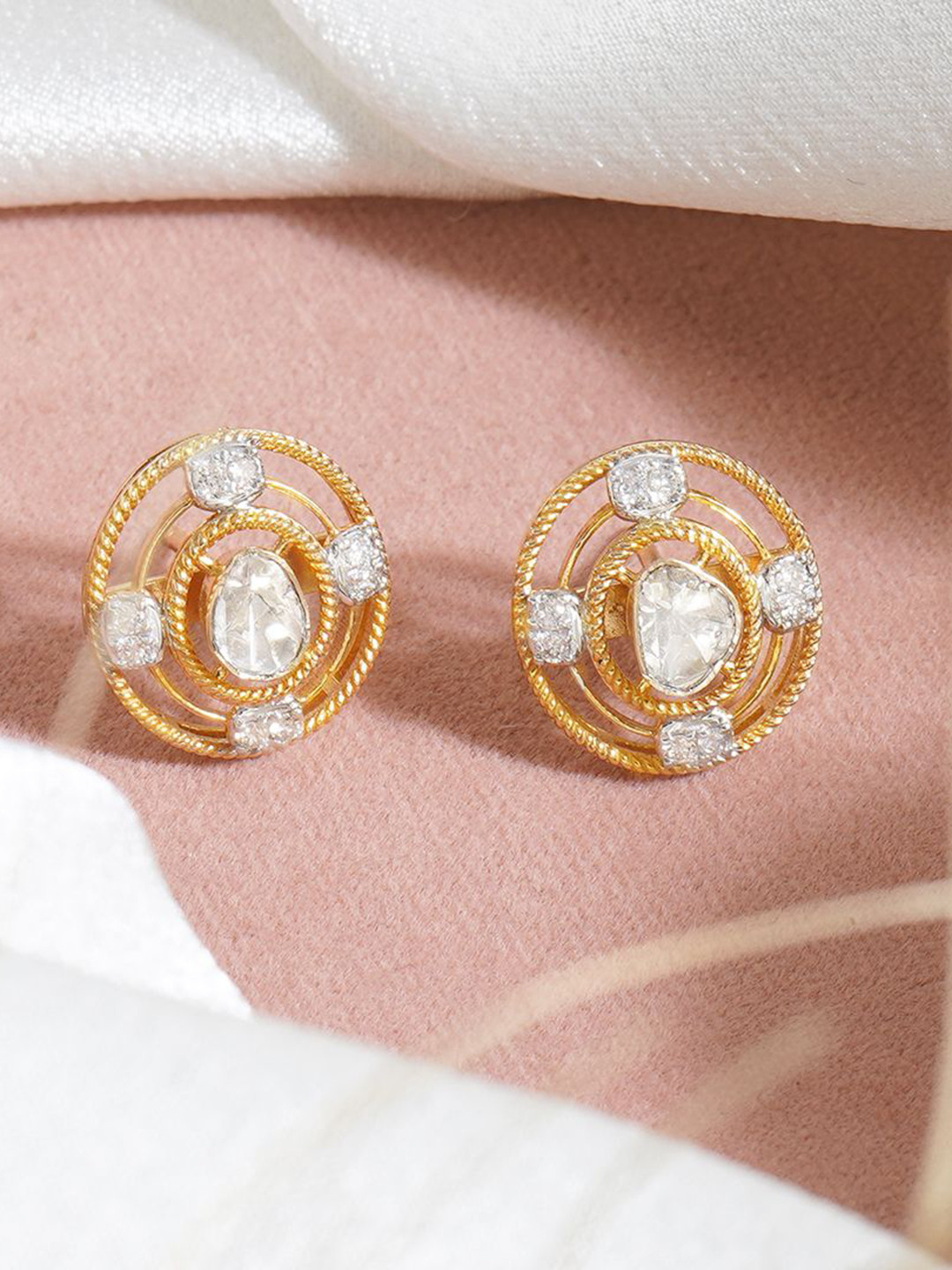 Polki Stories By Raniwala Golden Diamond Earrings