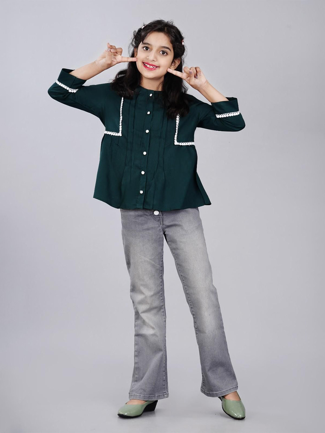 DMP FASHION Girl Cotton  Solid Handloom Top