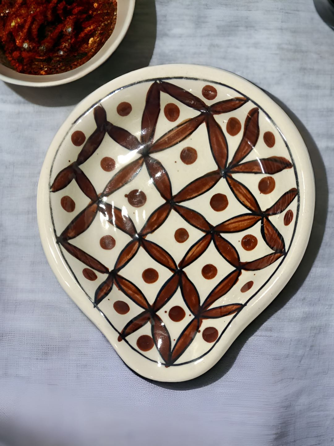 Amoorcart Brown Printed Microwave Safe Ceramic Cutlery Holder