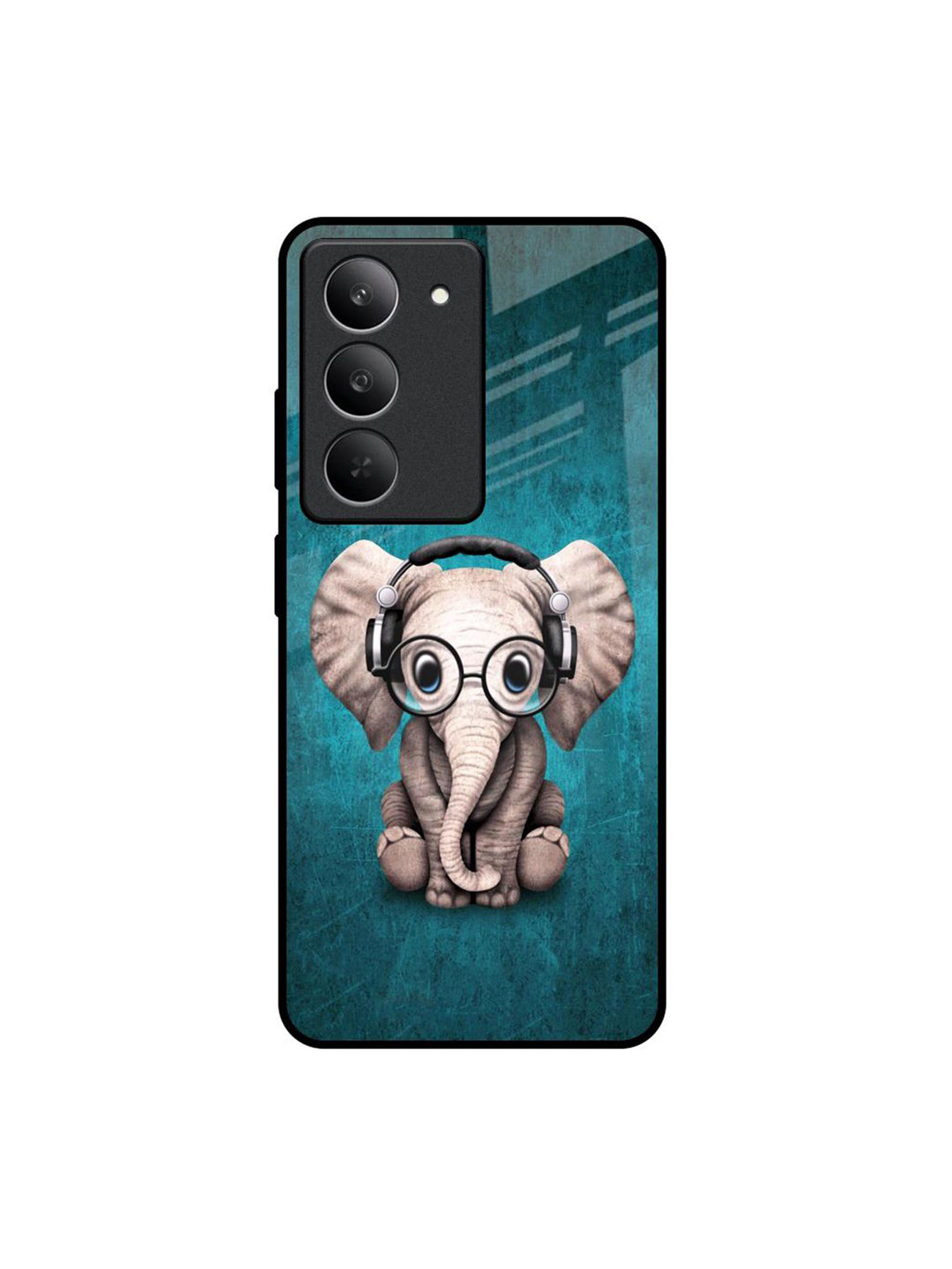 QRIOH Quirky Printed Realme 14x 5G Baby Elephant Glass Back Case Mobile Accessories