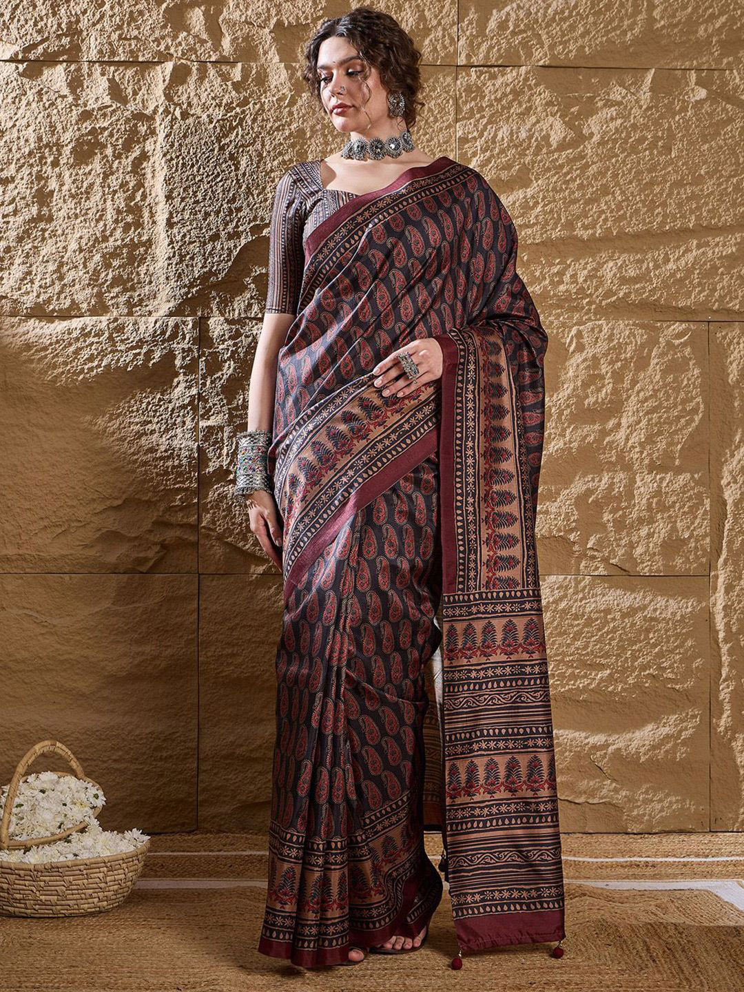all about you Paisley Printed Bagru Saree