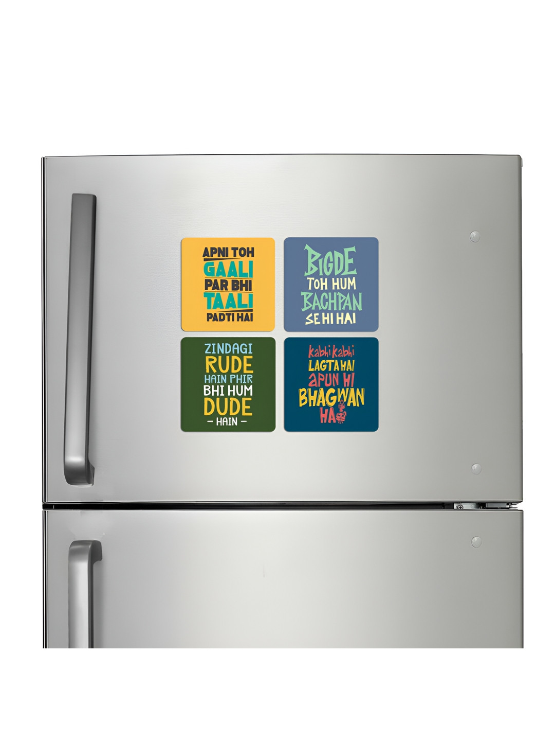 ARTBUG 4-Pcs Yellow & Green Printed Fridge Magnets