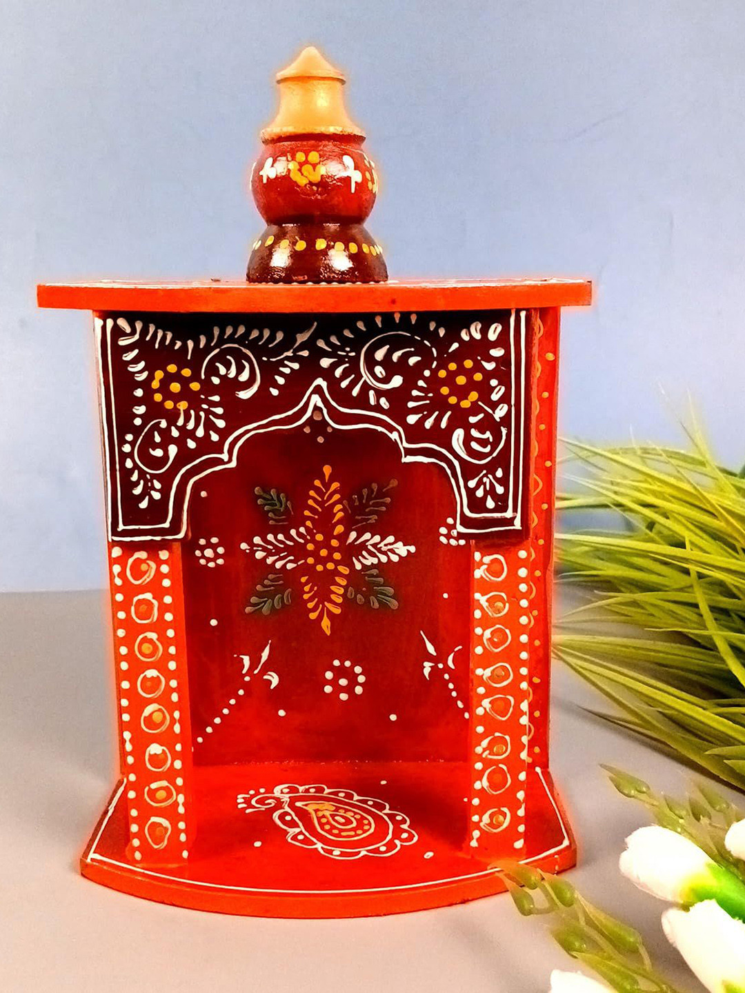 apka mart Wooden Wall Mounted Puja Unit Home Temple