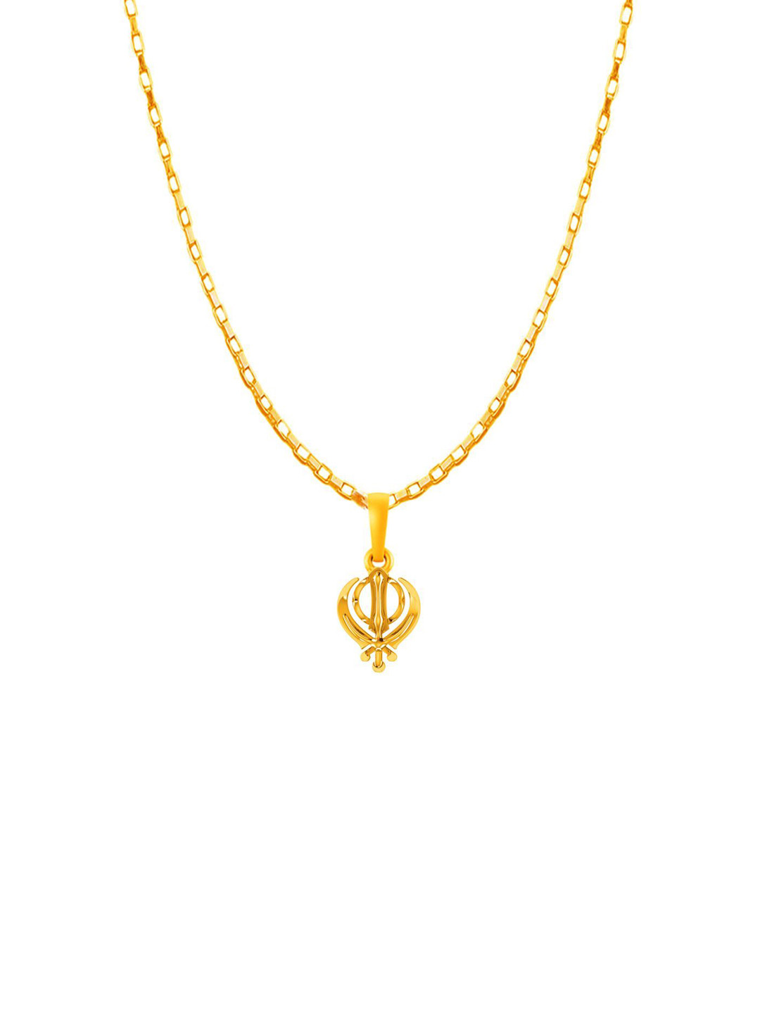 Metronaut 92.5 Silver 22KT Gold-Plated Contemporary Sardar Symbol Pendant with Chain