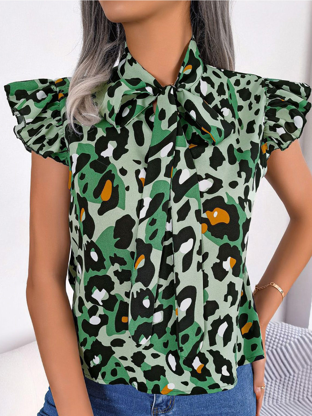 StyleCast x Revolte Print Tie-Up Neck Top