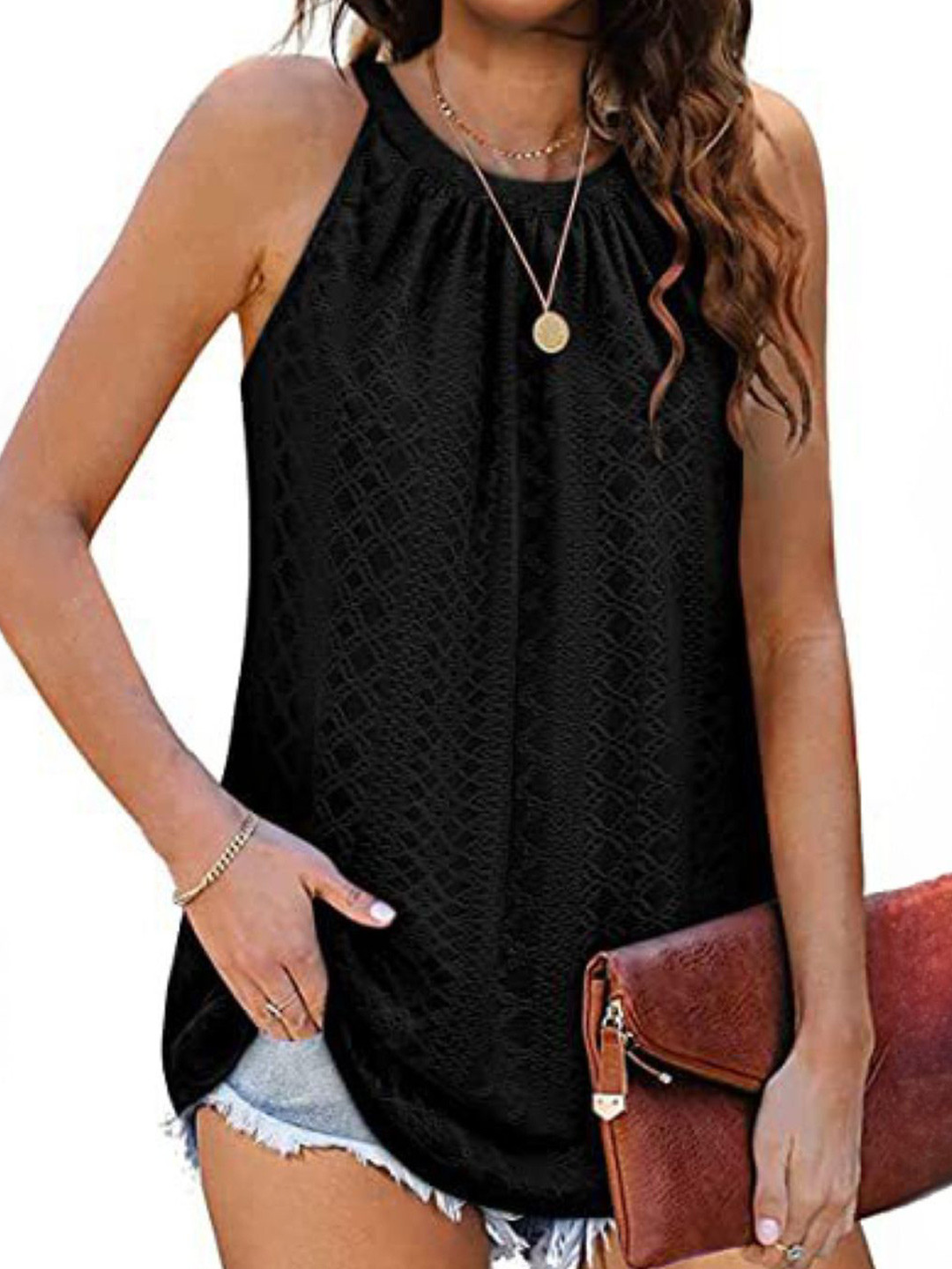 StyleCast Women Geometric Halter Neck Longline Top