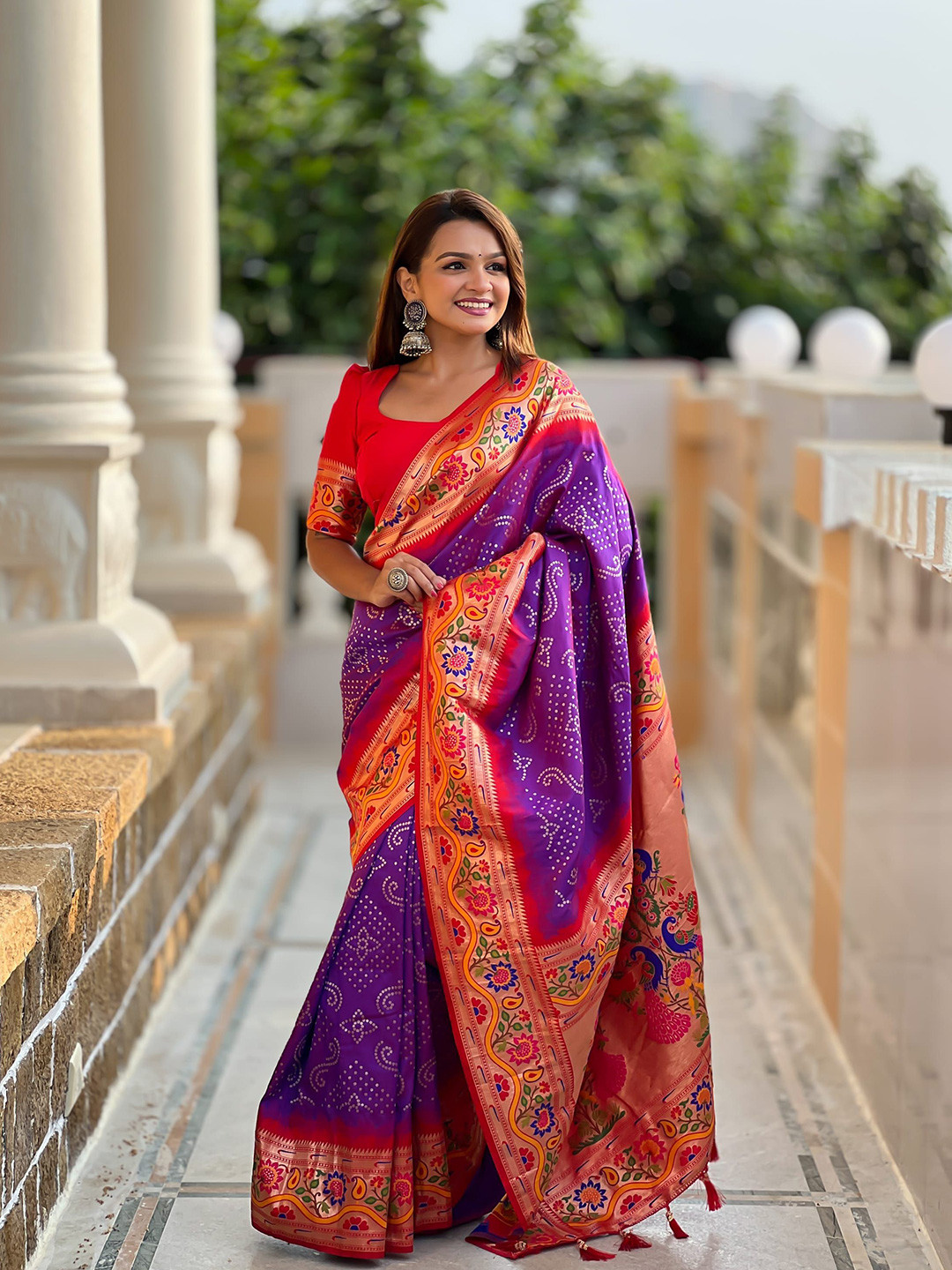 DIVASTRI Bandhani Zari Paithani Saree