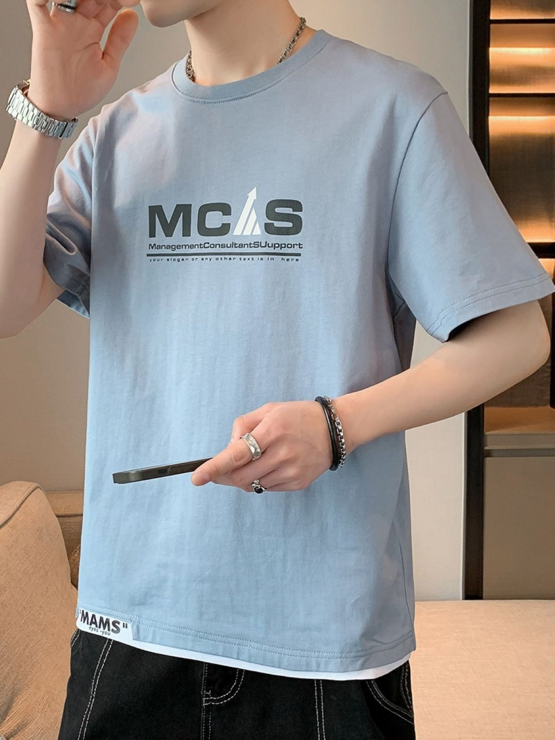 KPOP Typography Printed Short Sleeves Cotton Casual T-shirt