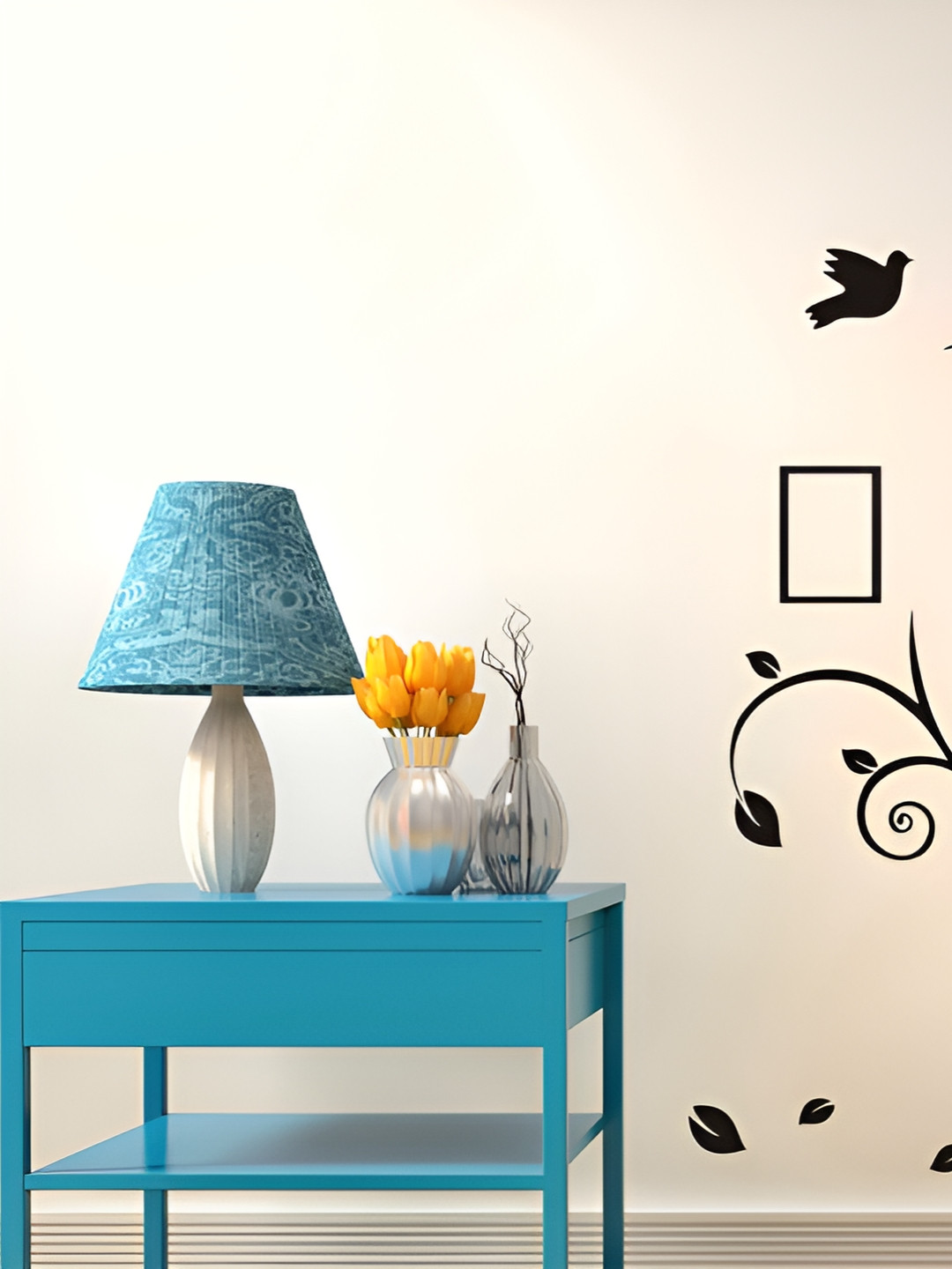 LANSTICK Black Tree With Frame Printed Self-Adhesive WallStickers