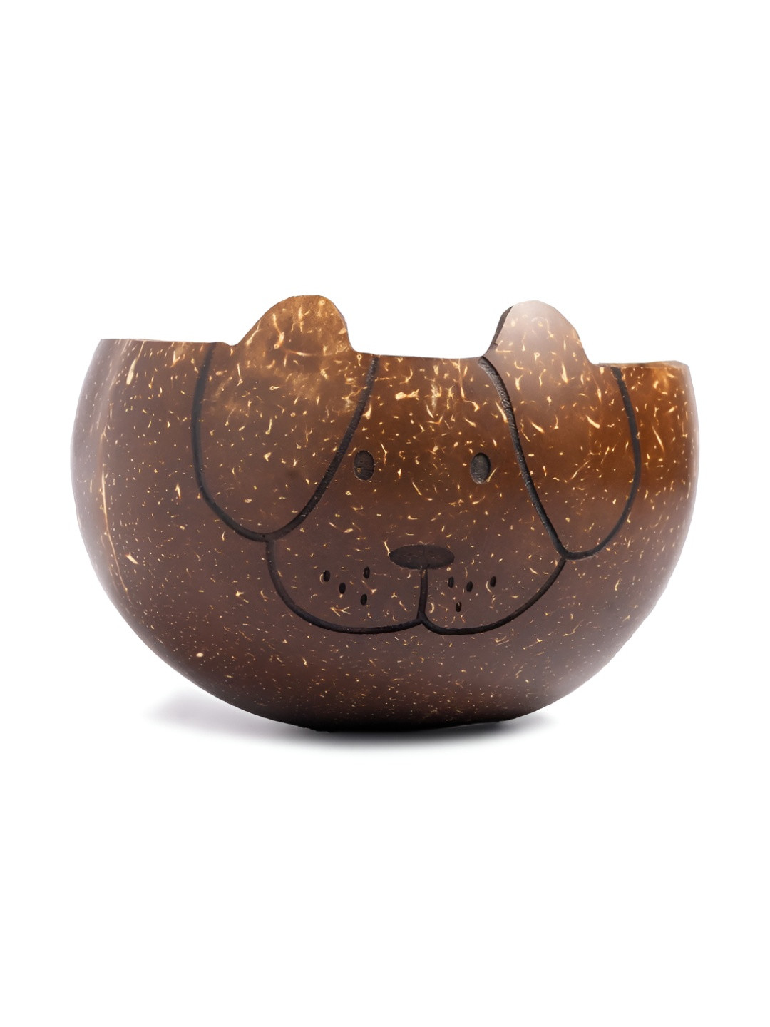 Thenga Brown Dog Shaped Wooden Serving Bowl