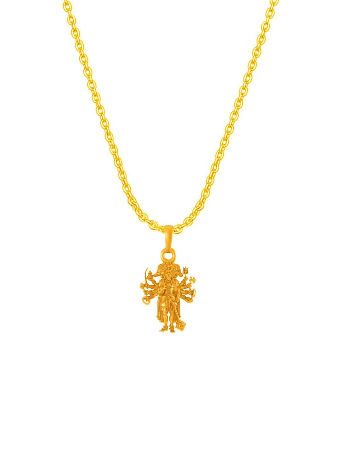 Metronaut Men 92.5 Silver 22KT Gold-Plated Panchmukhi Hanuman Pendant with Anchor Chain