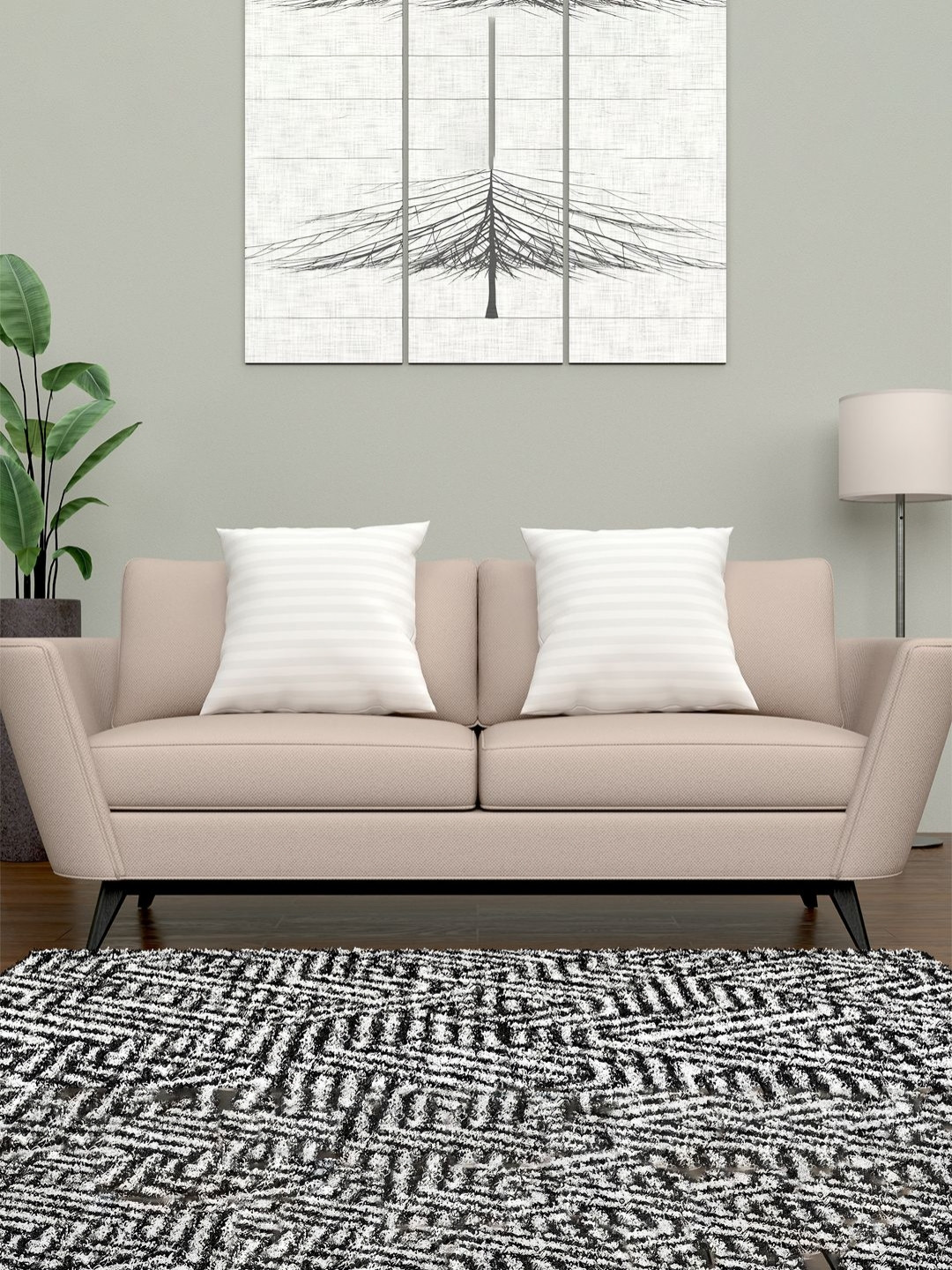 Myntra Elegant Homes 2-Pcs White Pre-FilledSquare CushionsFillers