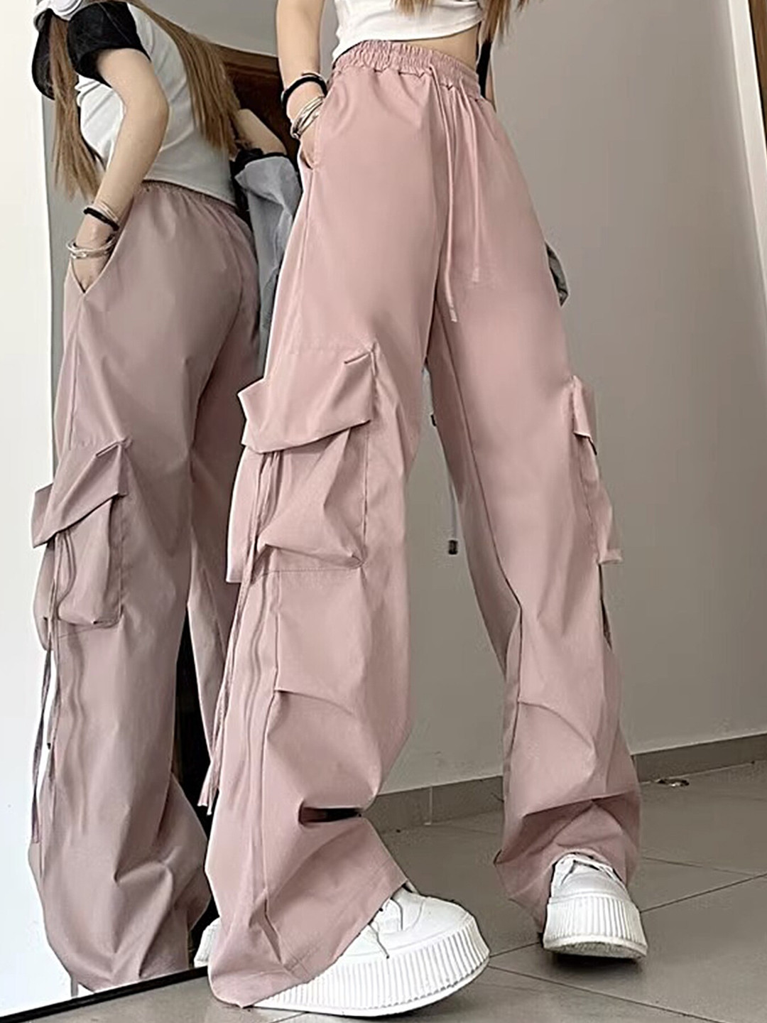 LULU & SKY Women Low-Rise Cargos Trousers