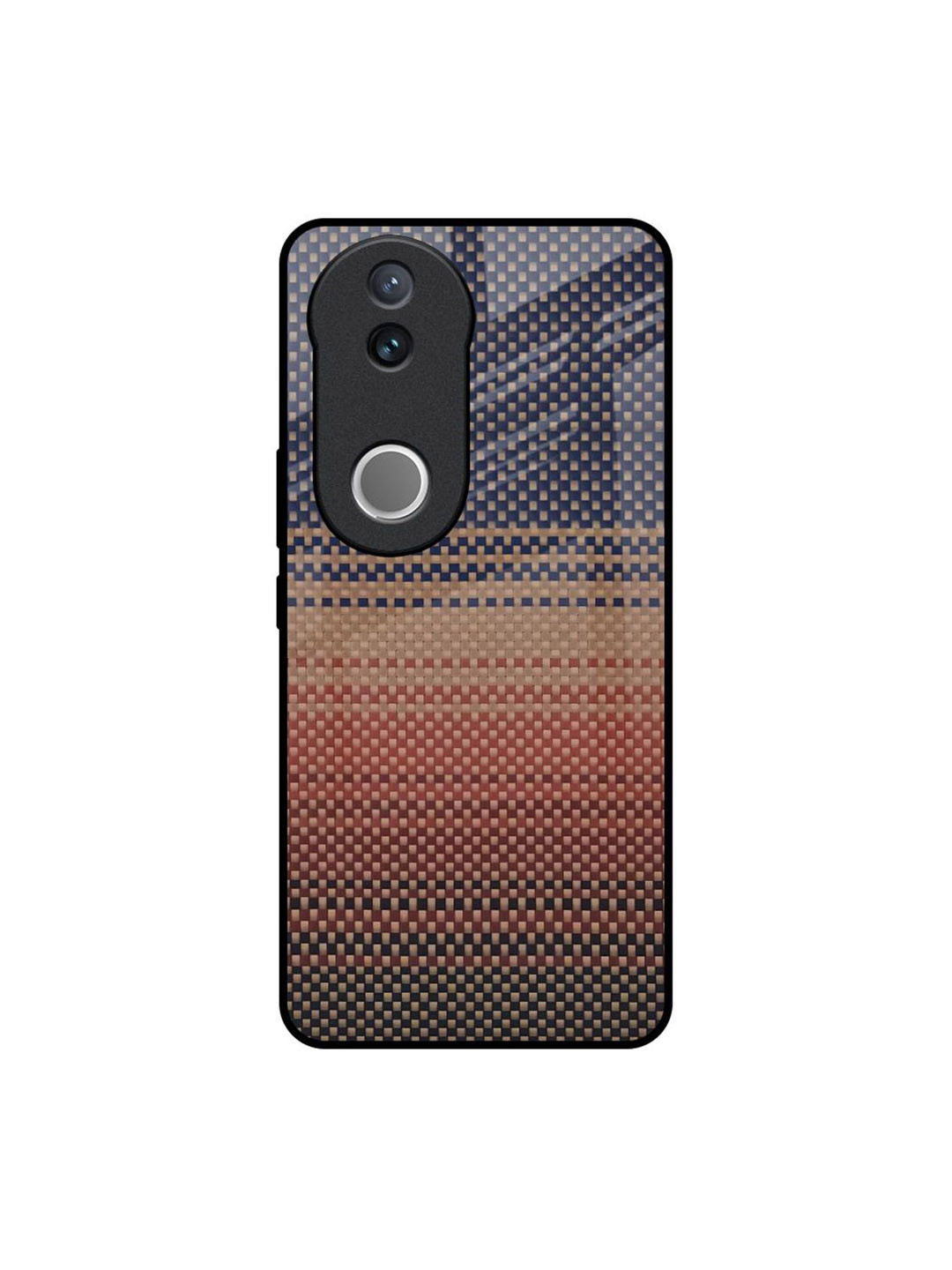 QRIOH Abstract Printed Fiber Artistry Glass Silicone Vivo V50 5G Back Case
