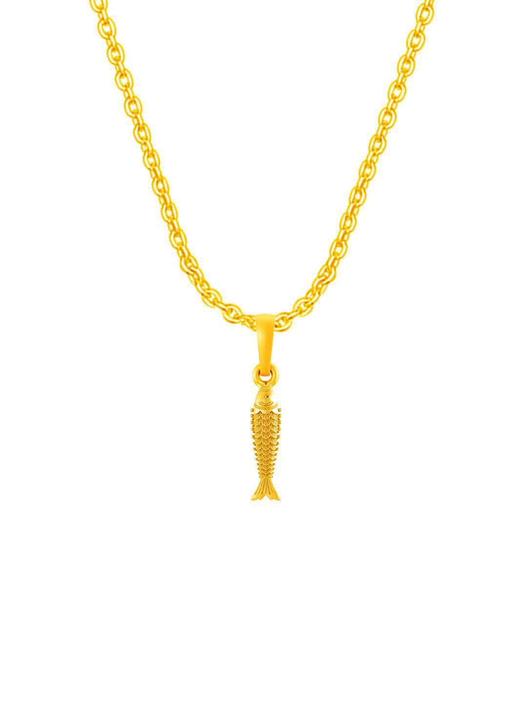 Metronaut 92.5 Sterling Silver 22kt Gold-Plated Fish Pendant with Anchor Chain