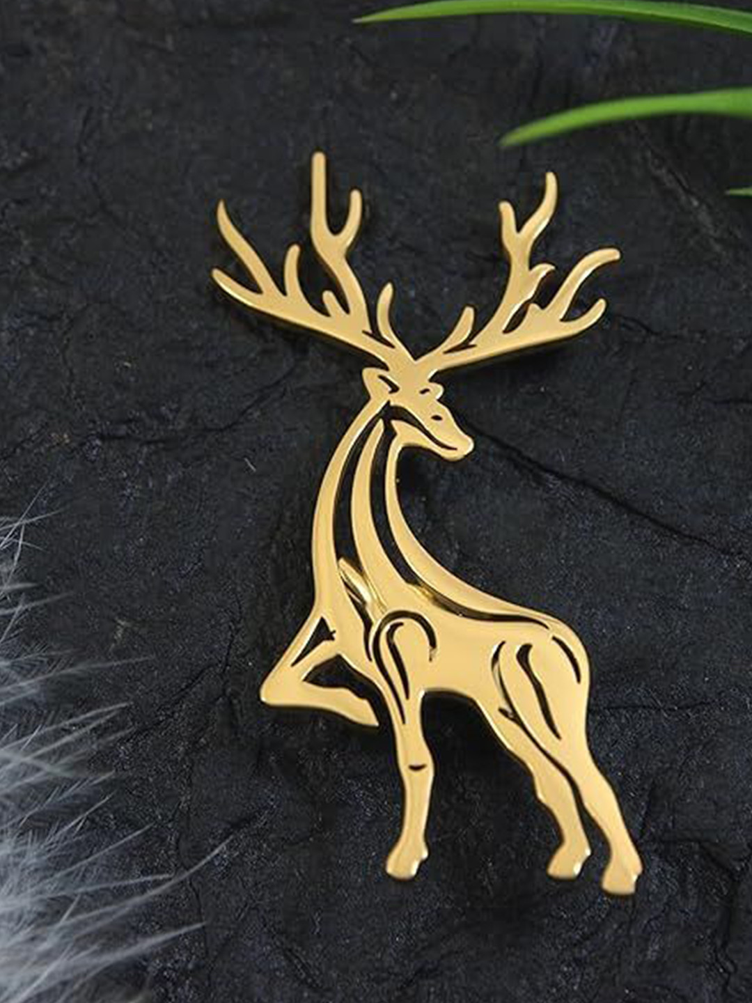 ADORN Unisex Stainless Steel Raindear Brooch