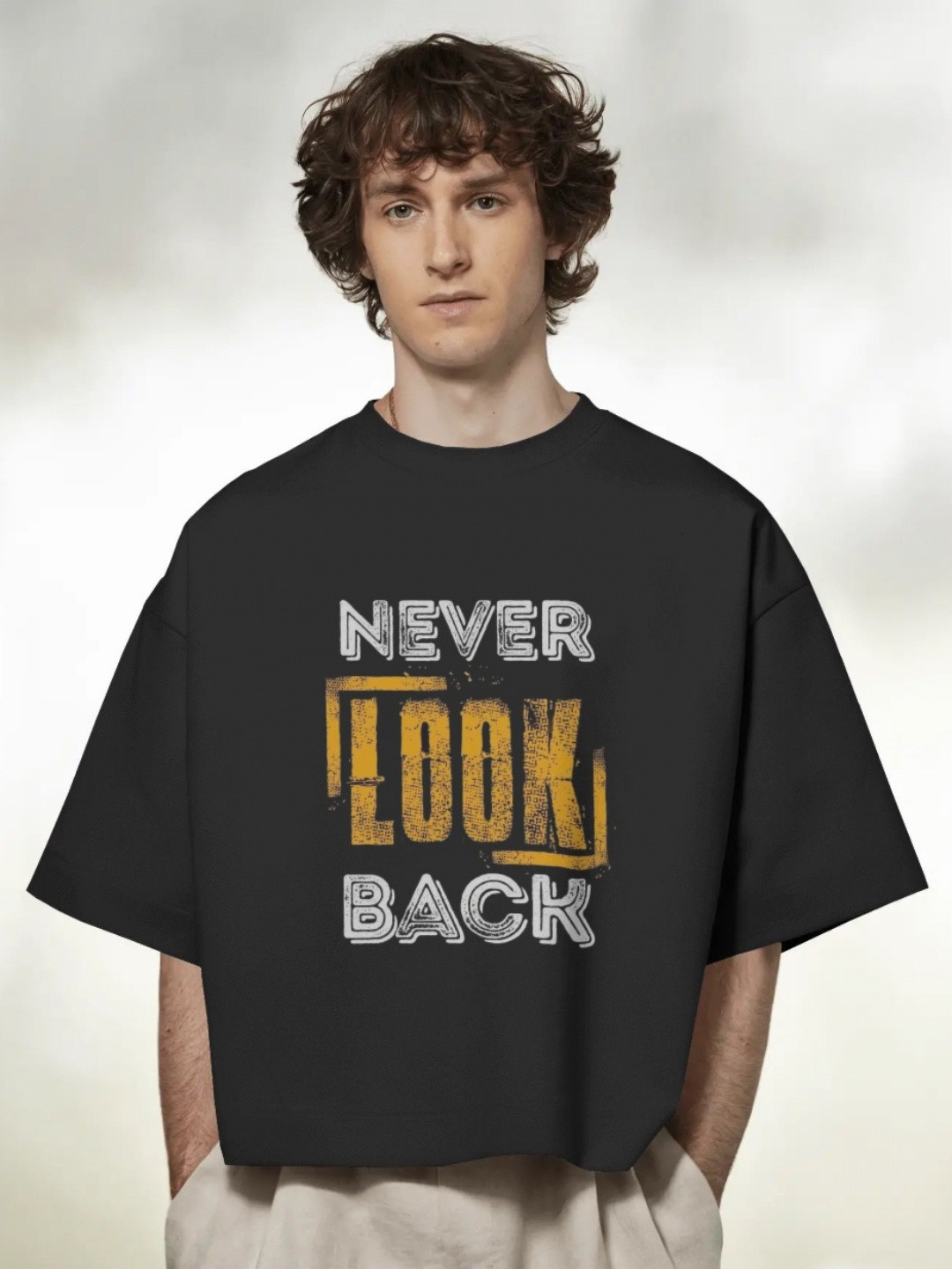 Never Look Back Typography Oversized T-shirt