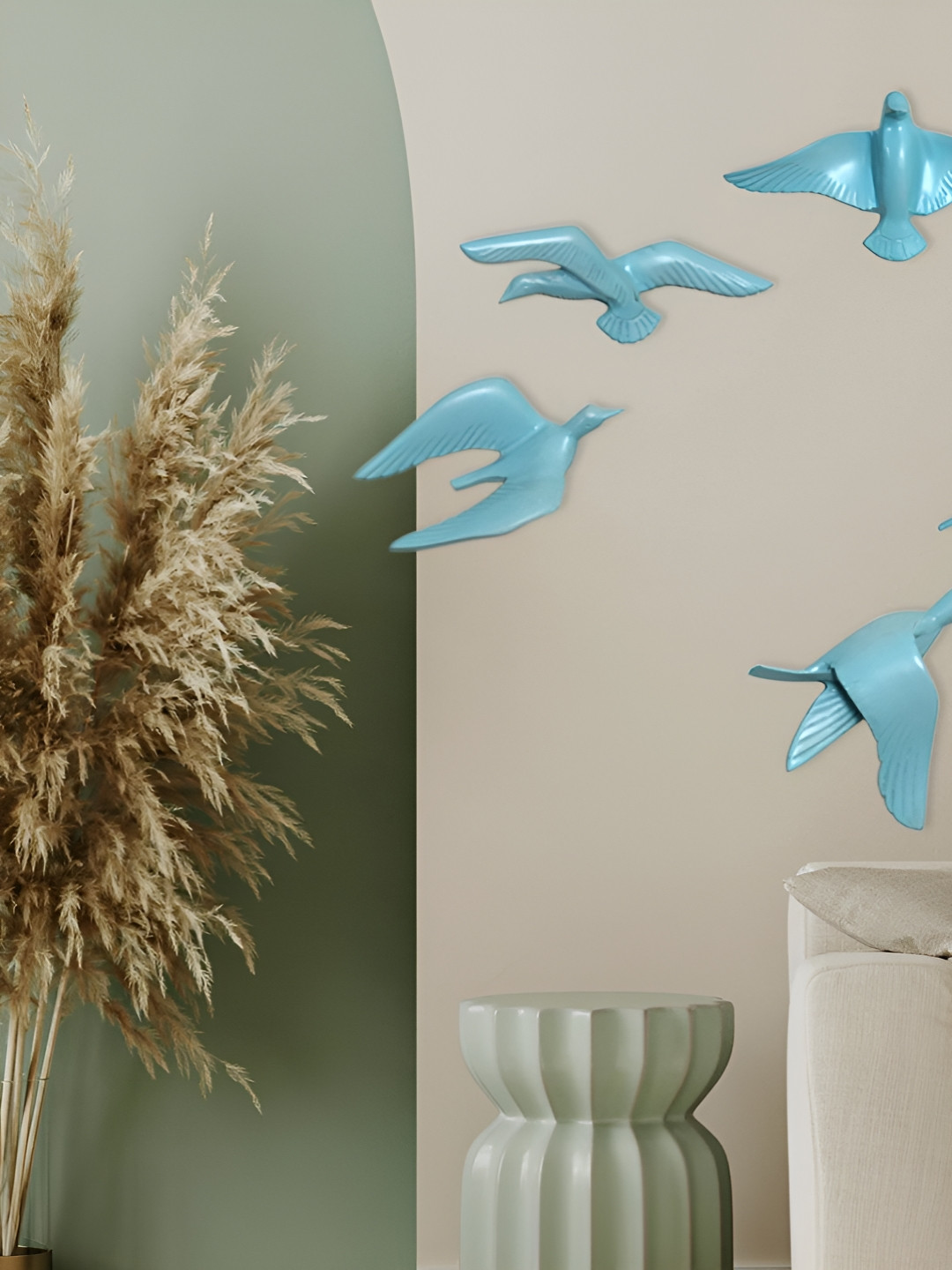 THREADVIBE LIVING Soaring Resin Birds Metal Matte Hanging Hall 5Pcs Wall Hangings-7.1In