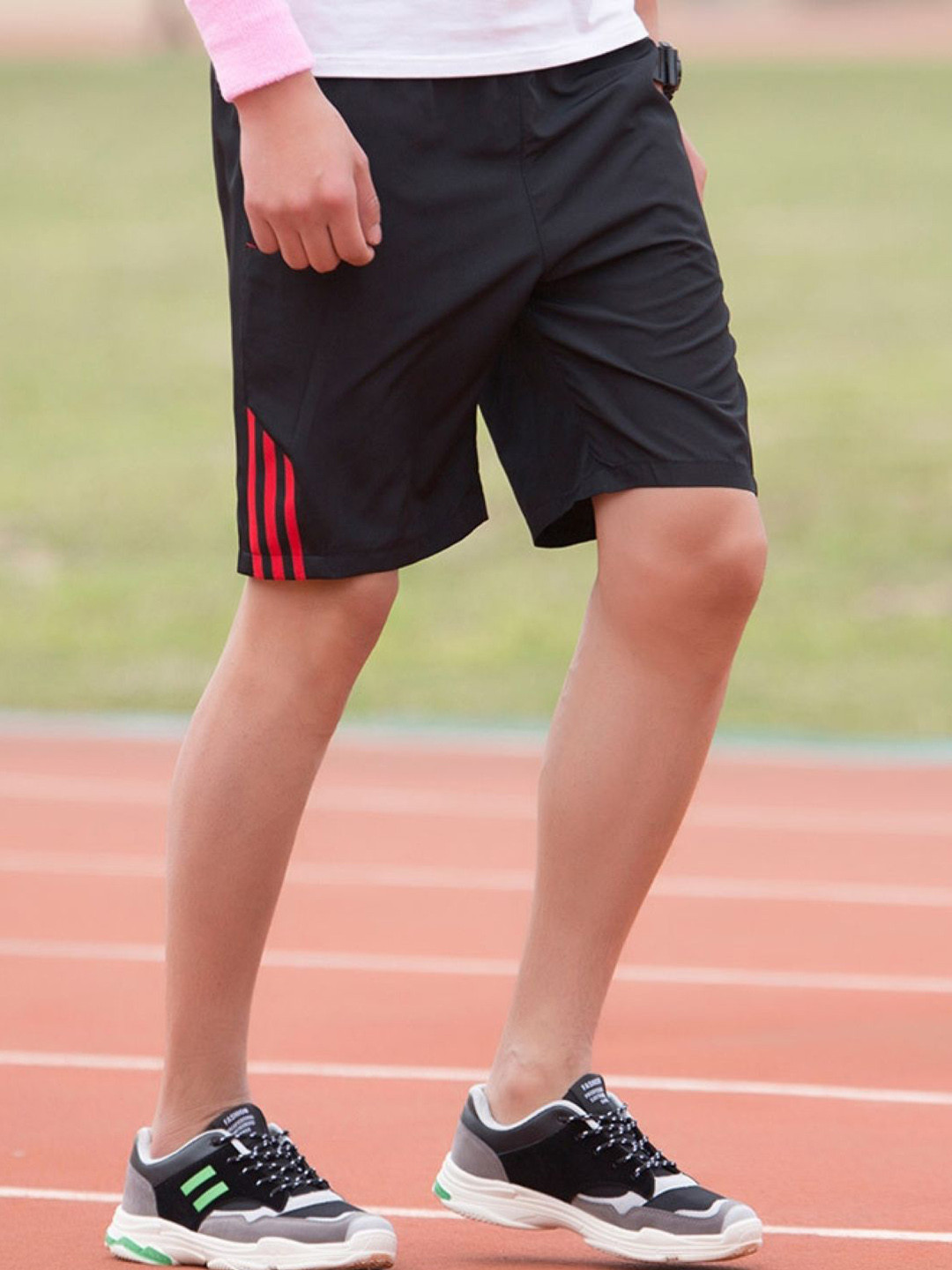 KPOP Men Striped Technology Sports Shorts