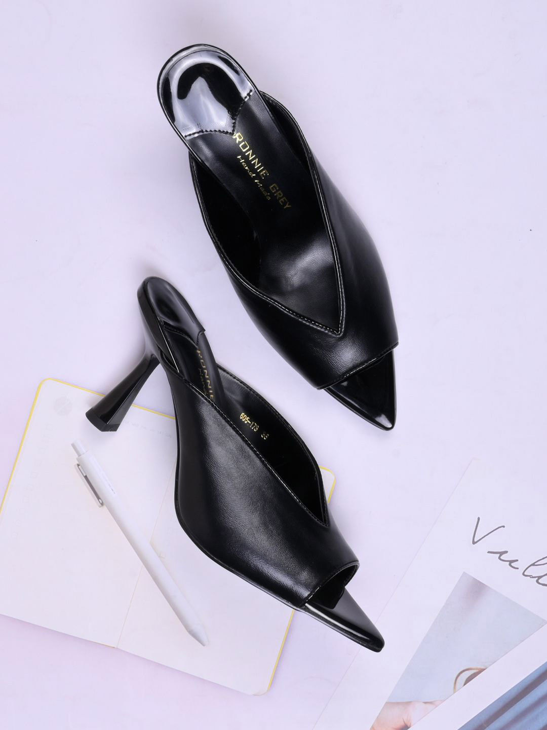 Ronnie Grey Women Solid Regular Peep Toe Heels