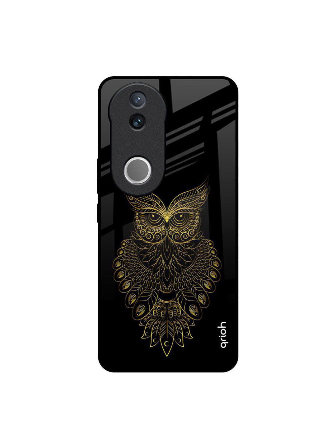 QRIOH Golden Owl Glass Vivo V50 5G Back Case