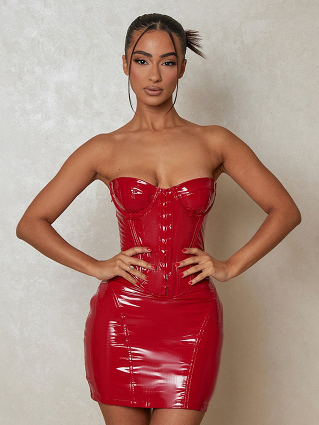 StyleCast Red Corset Mini Dress