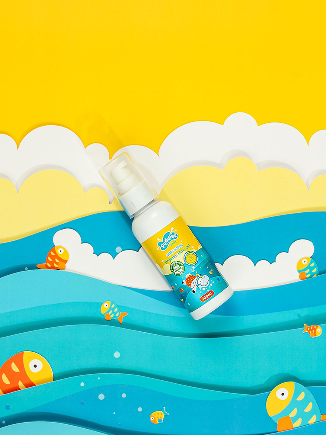 Puddles Happy Hippos Organic Hair Oil With Hibiscus & Flaxseed - 100 ml