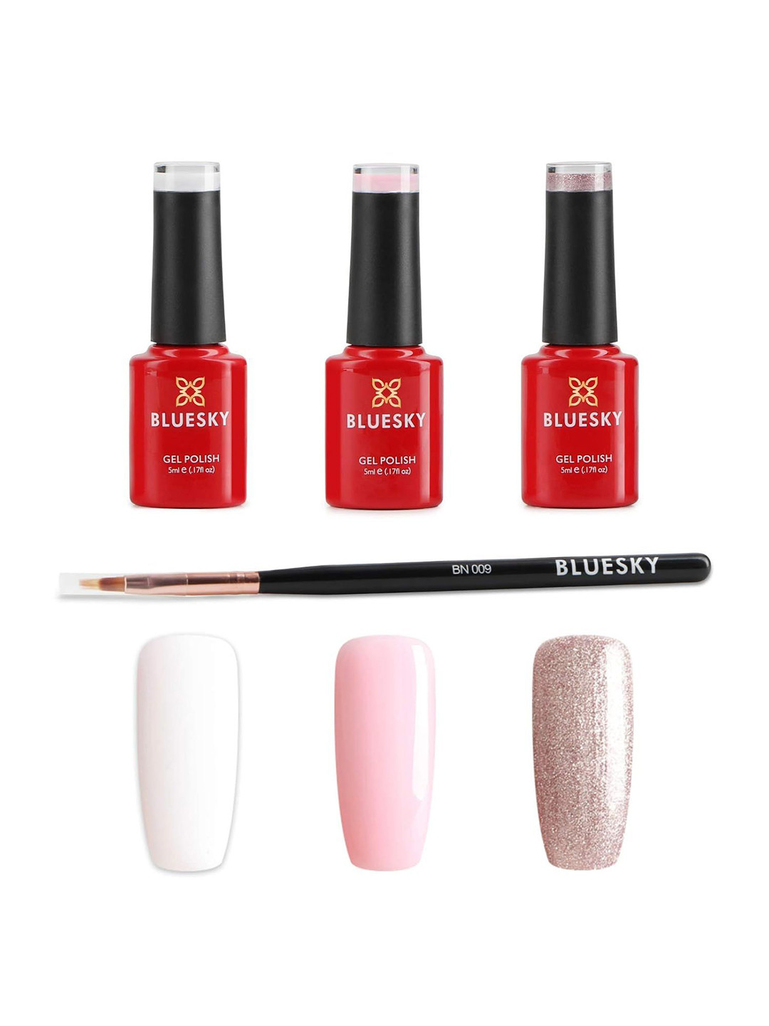 BLUESKY French Ombre Set Of 3 Gel Nail Polish - 5 ml Each With Nail Art Brush