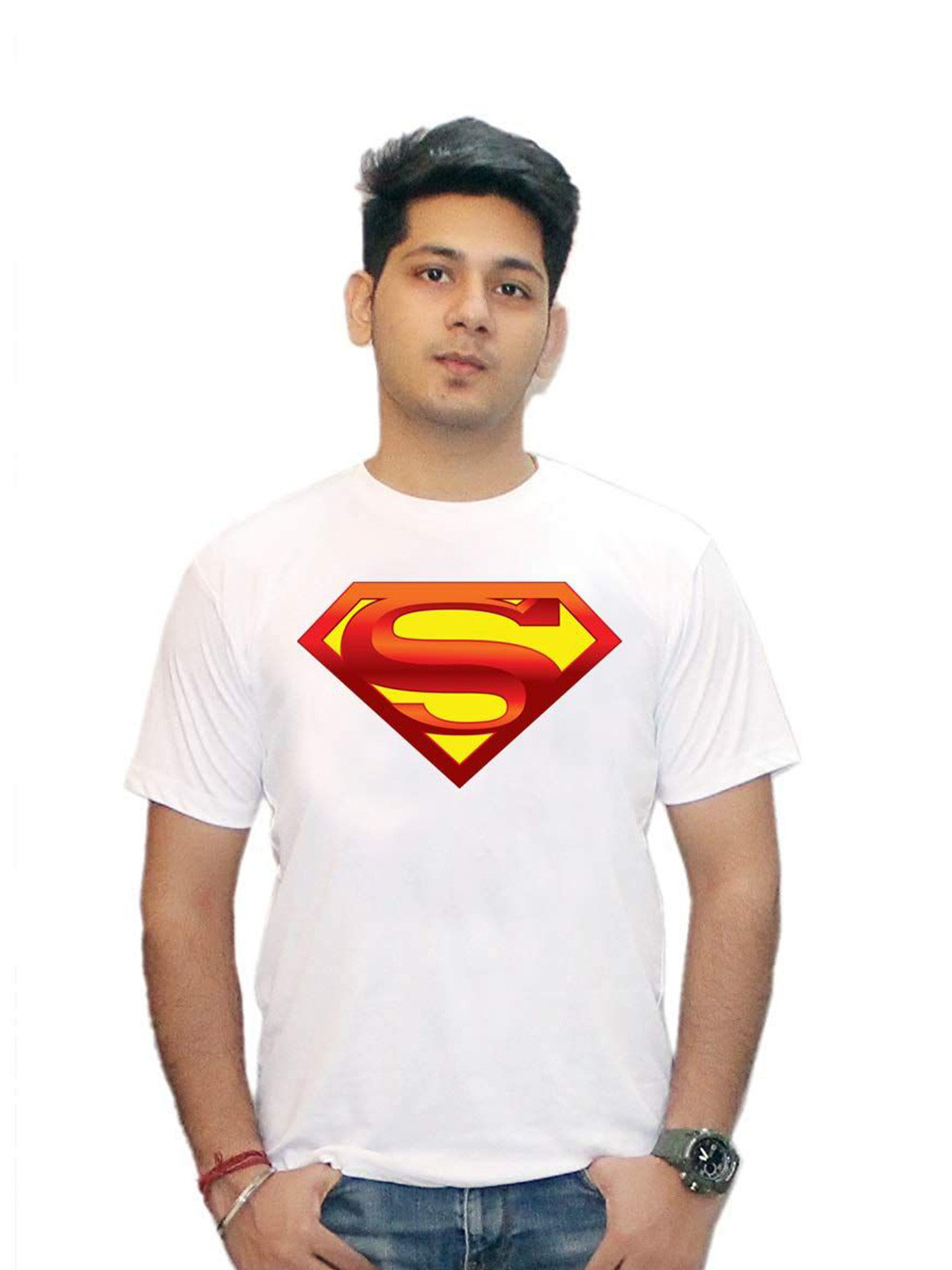 Kaku Fancy dresses Boys Printed Superman Printed Round Neck T-shirt