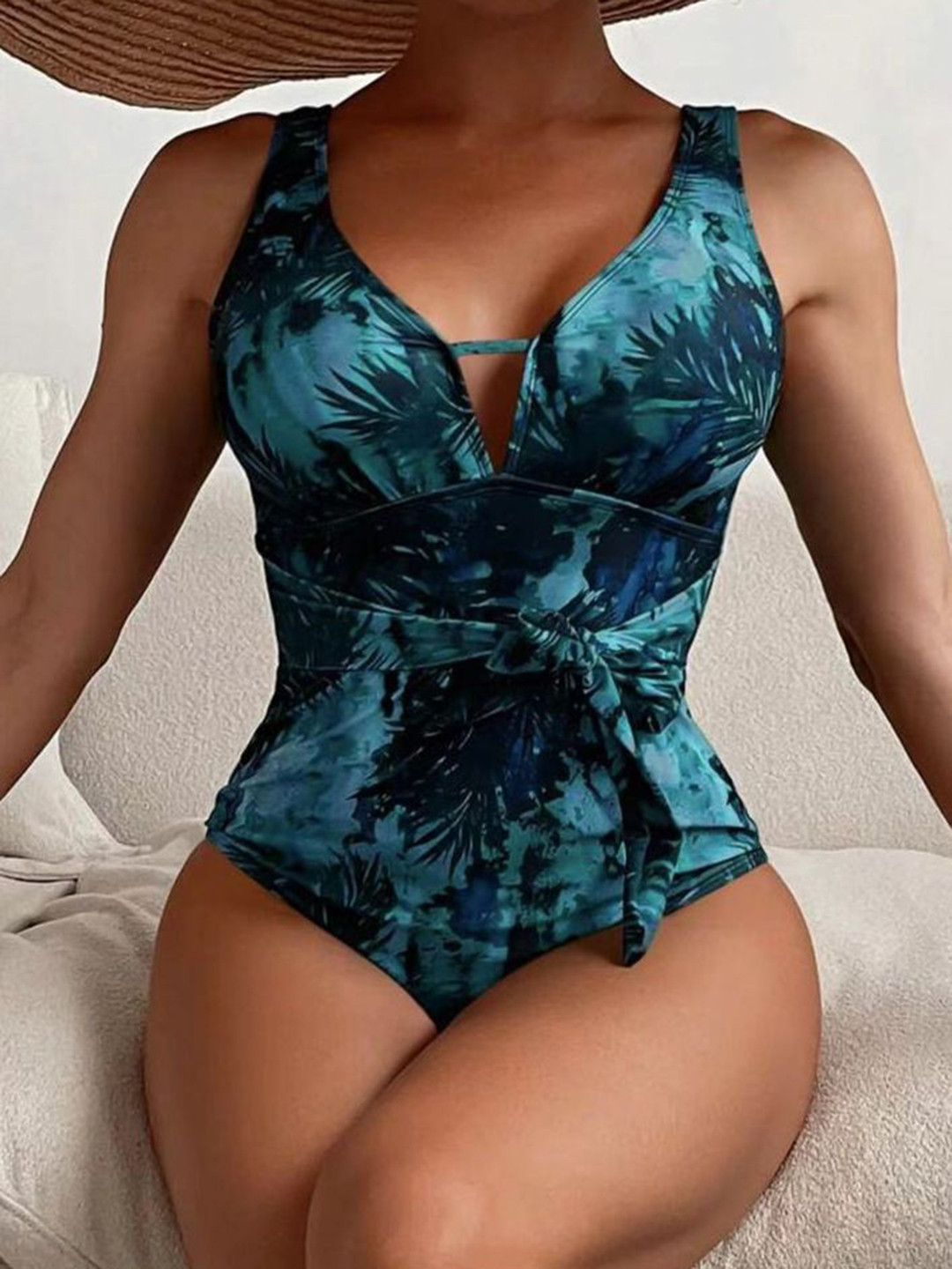 LULU & SKY Women Scoop Back Tropical Print Swimwear