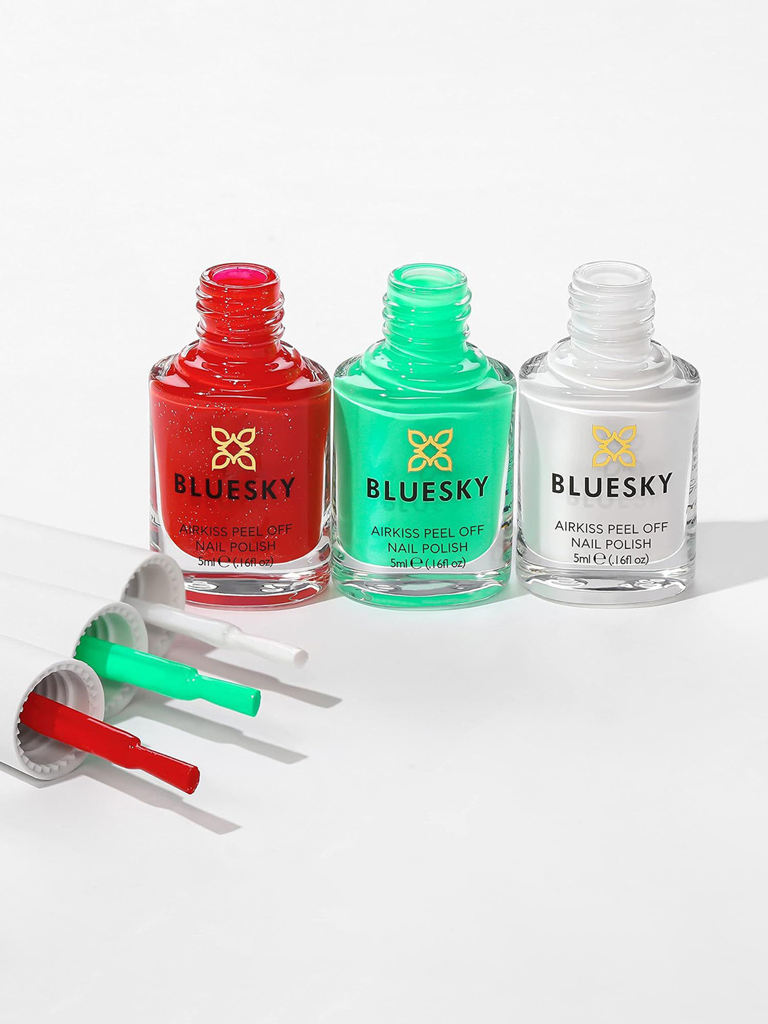 BLUESKY Kids Set Of 3 Airkiss Nail Polish 5 ml Each-Marshmallow-Peppermint-Strawberry Pop