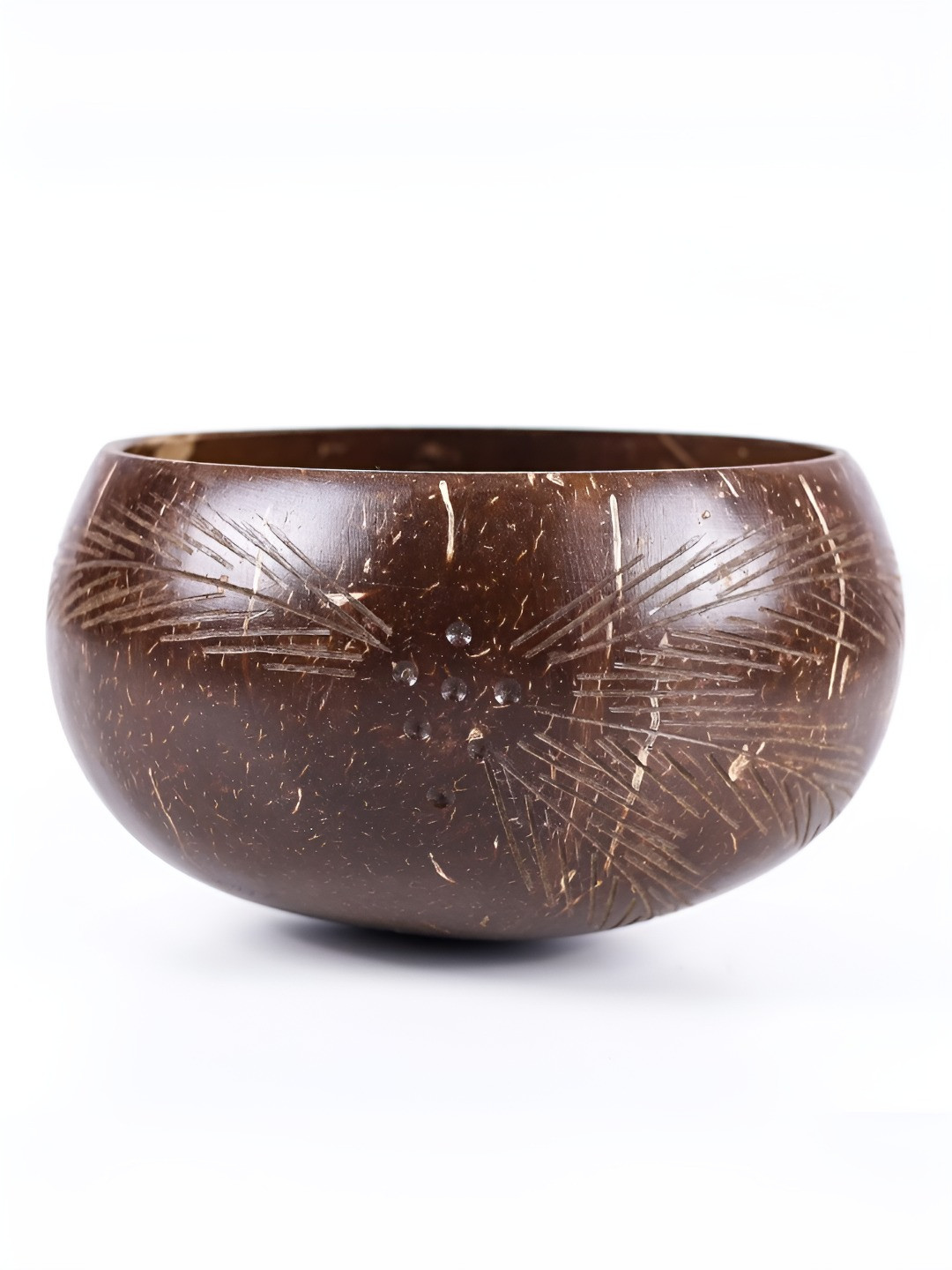 Thenga Brown Palm Leaf Serving Bowl With Spoon & Fork- 900 ml