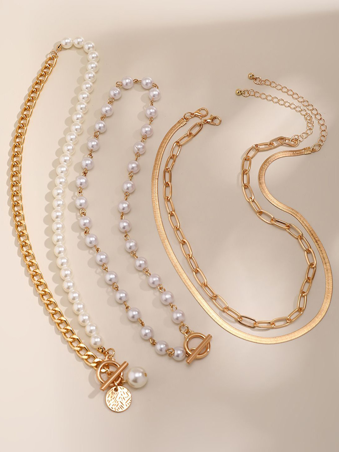 StyleCast x Revolte Set Of 4 Gold-Plated Beaded Layered Chain