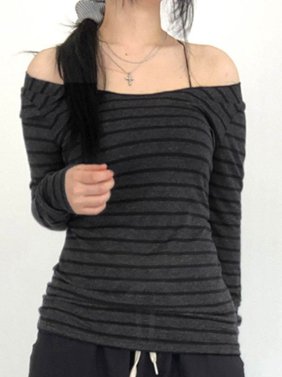 StyleCast x Revolte Women Off-Shoulder Striped Top