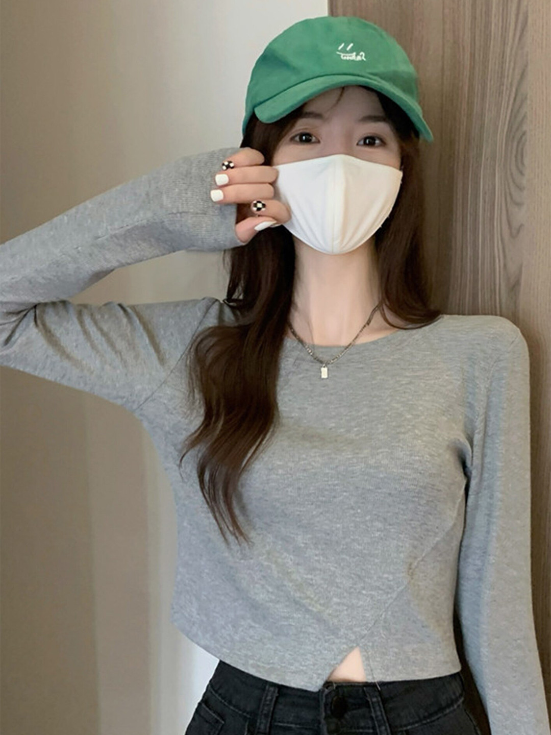 LULU & SKY Triangular Cut Hem Crop Top