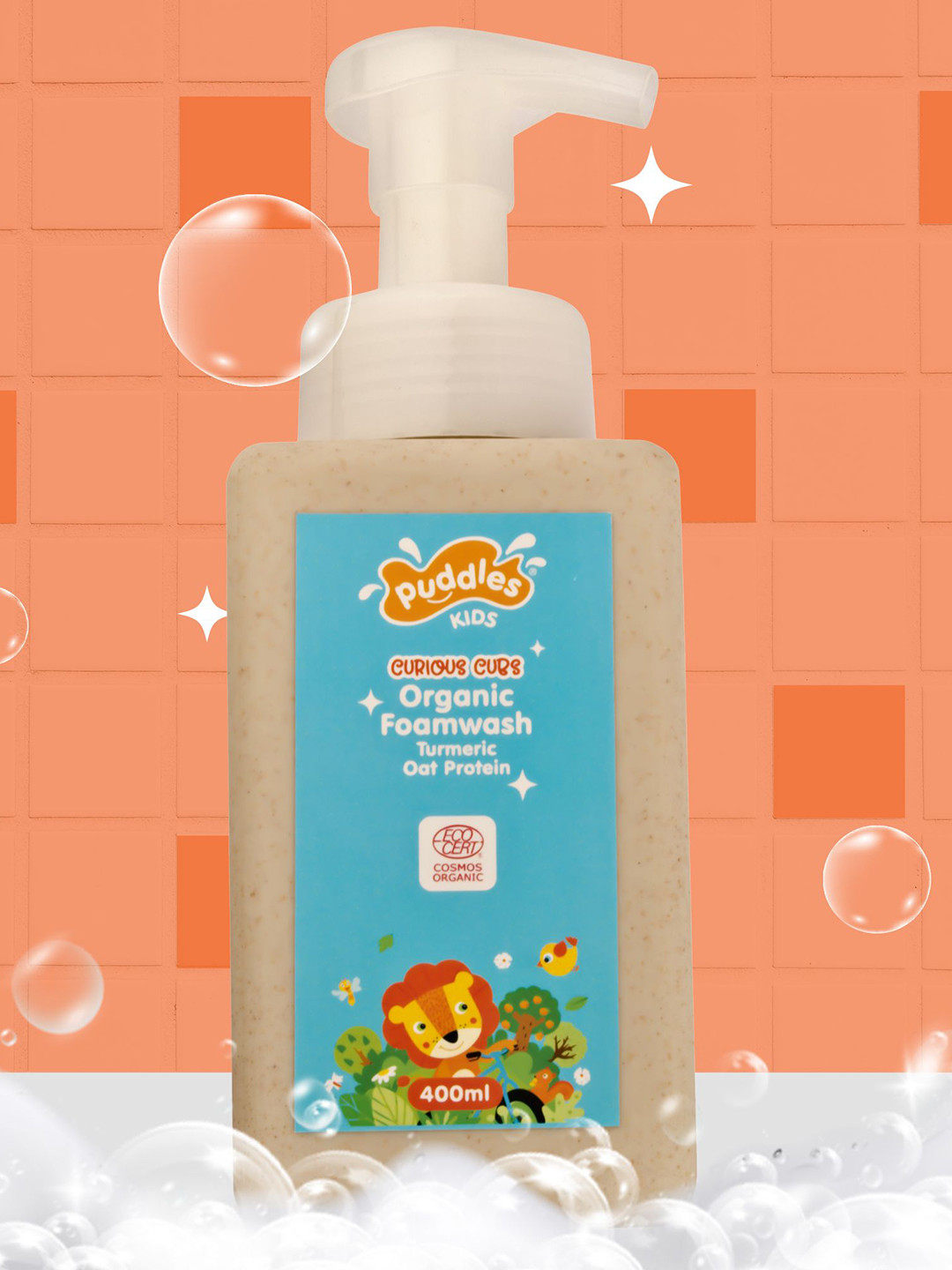 Puddles Kids Curious Cubs Organic Foam Wash With Oat Protein - 400 ml