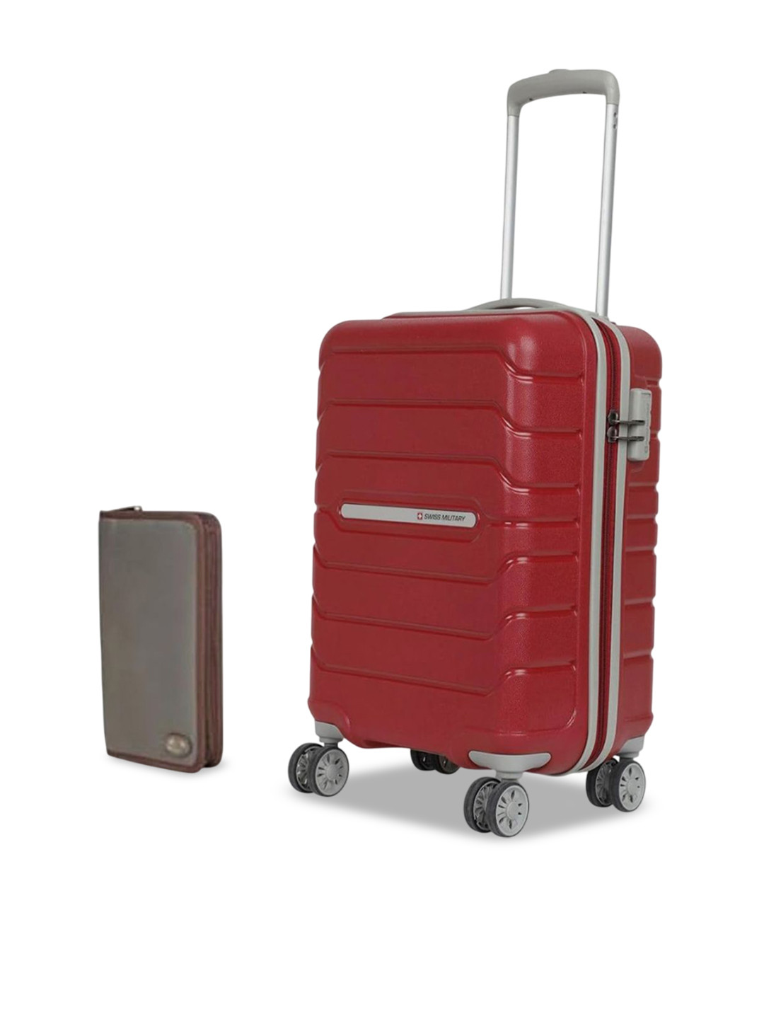 SWISS MILITARY Textured Hard-Sided Cabin Suitcase & Travel Wallet