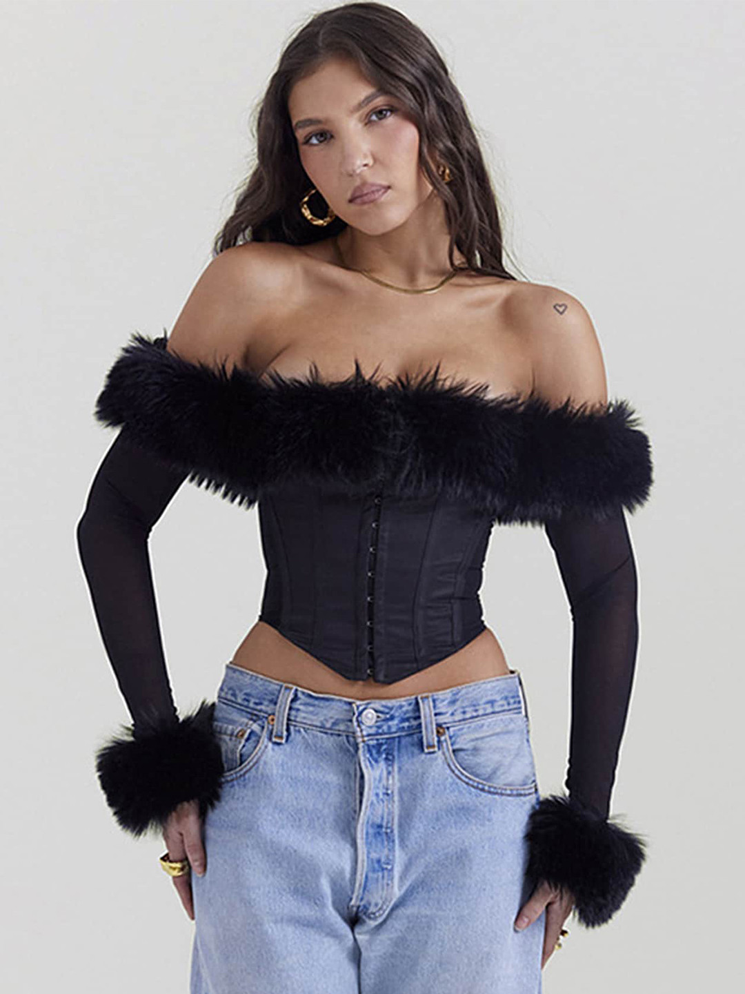 LULU & SKY Off-Shoulder Bardot Corset Top