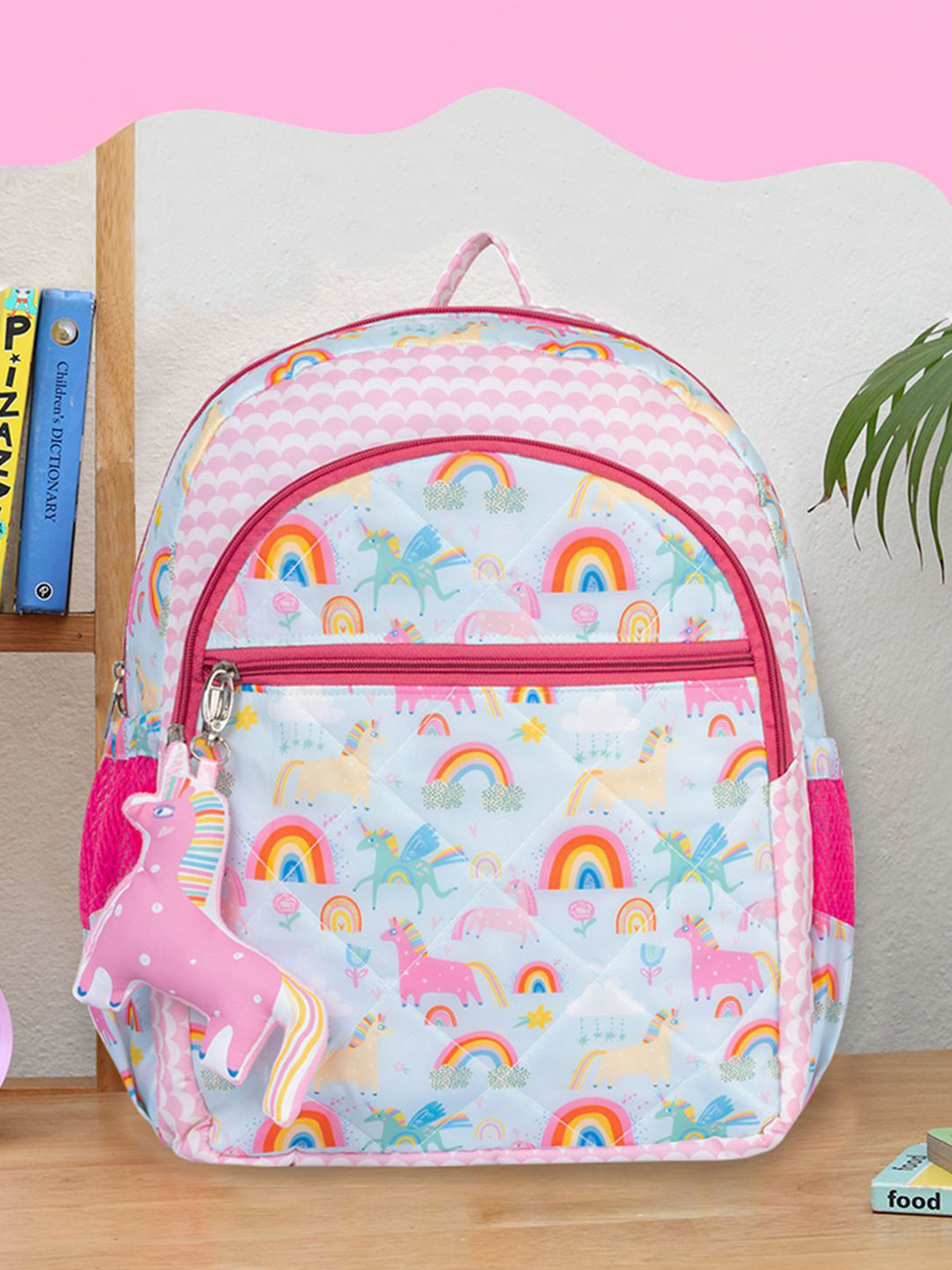 ROSADA Kids Blue Unicorn Printed Lightweight Waterproof School Bag Backpack 14inch