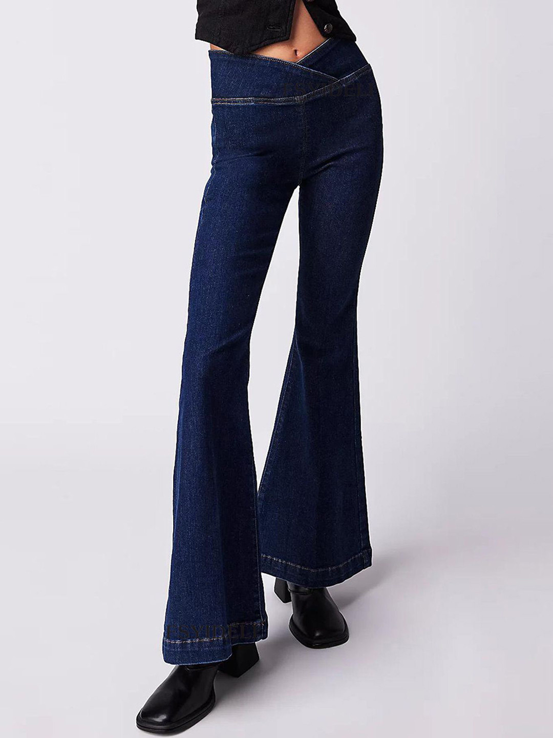 LULU & SKY Women Bootcut Overlap-waist Jeans