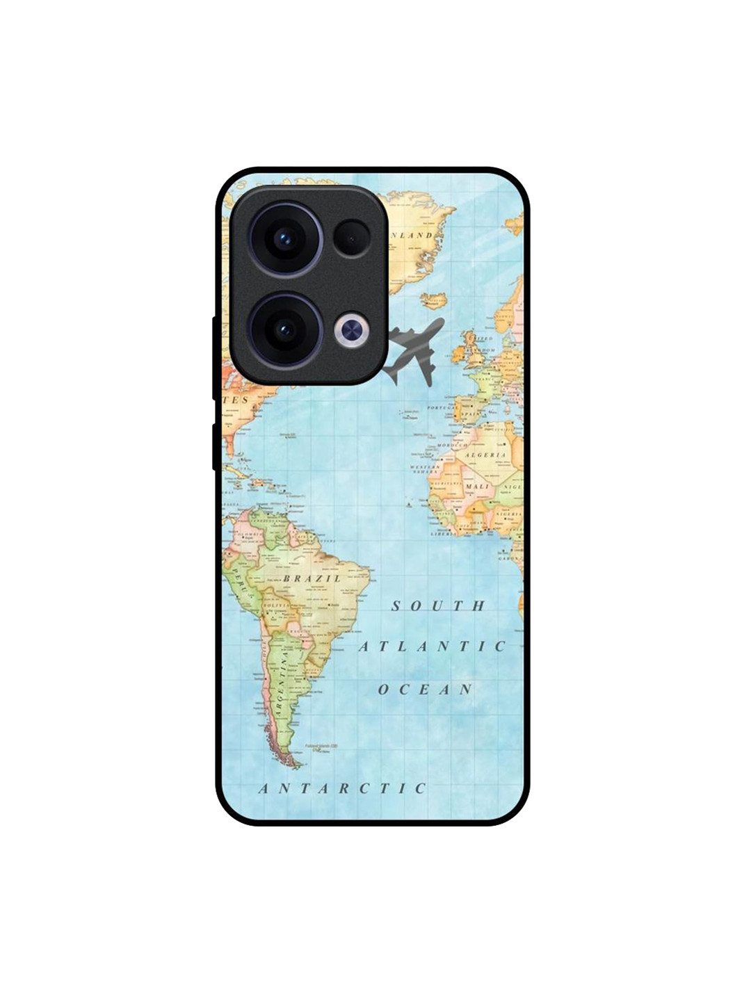 QRIOH Travel Map Printed Silicone Glass Oppo Reno13 5G Back Case