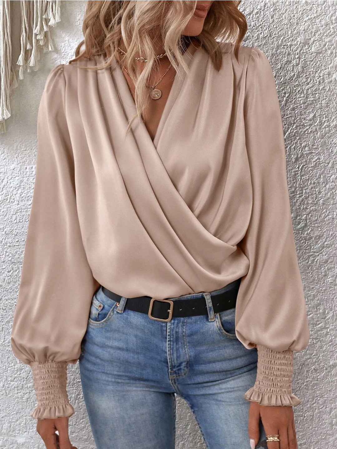 StyleCast Mandarin Collar Wrap Top