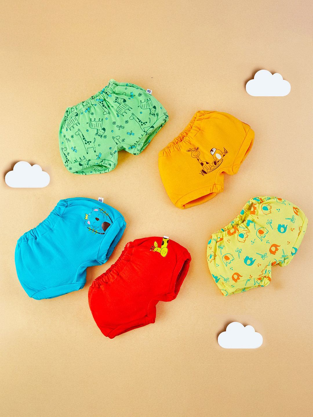 SuperBottoms Unisex Basic 100% Cotton Bloomer for Kids Breathable & Soft Underwear 5 Pcs