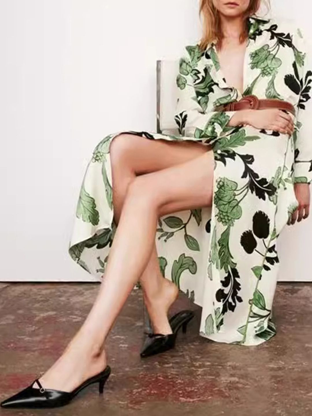 Routes by All About You Women Tropical Print Slits Midi Dress