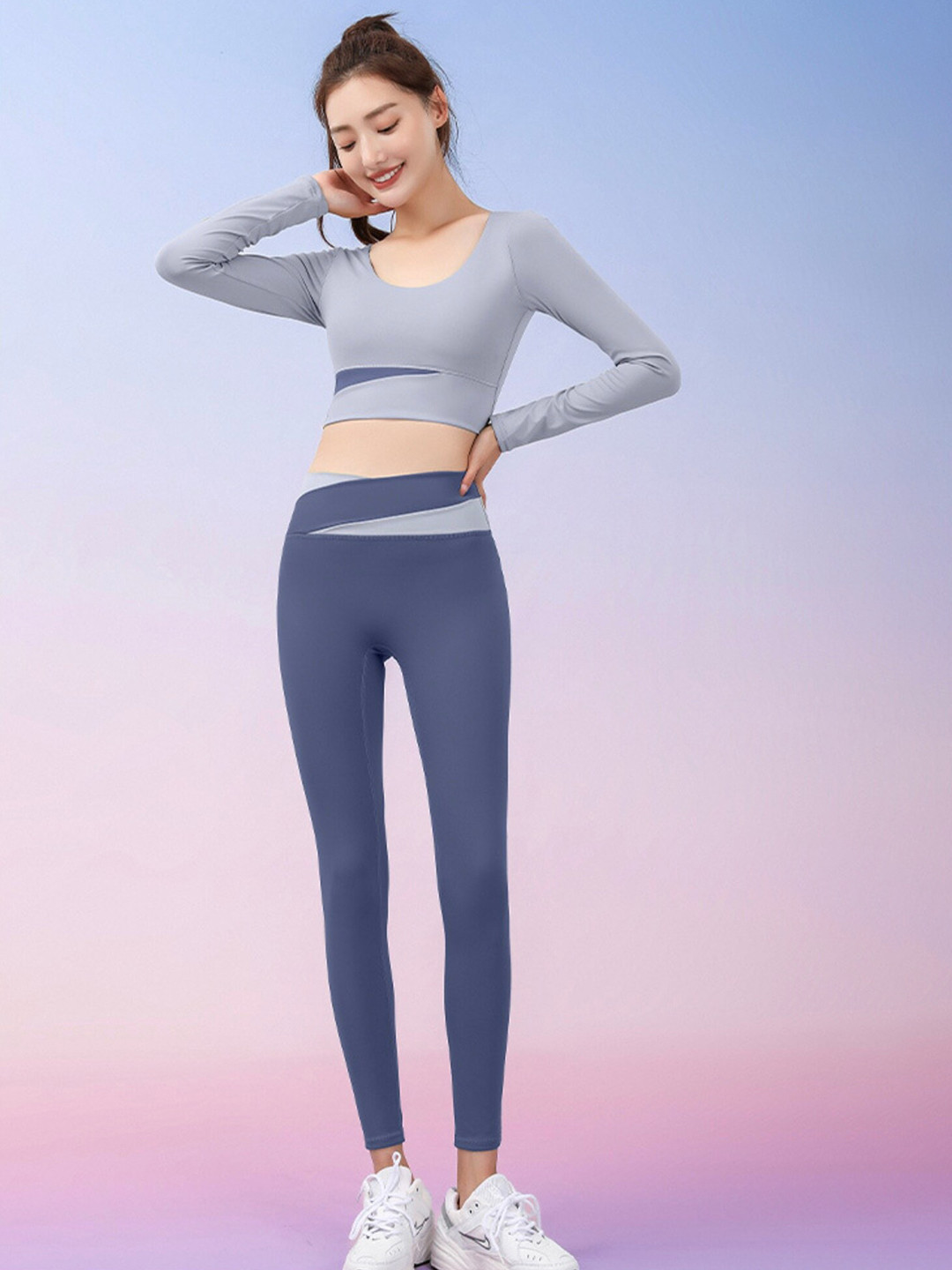 LULU & SKY Colourblocked Crop Fast Drying Top & Tights
